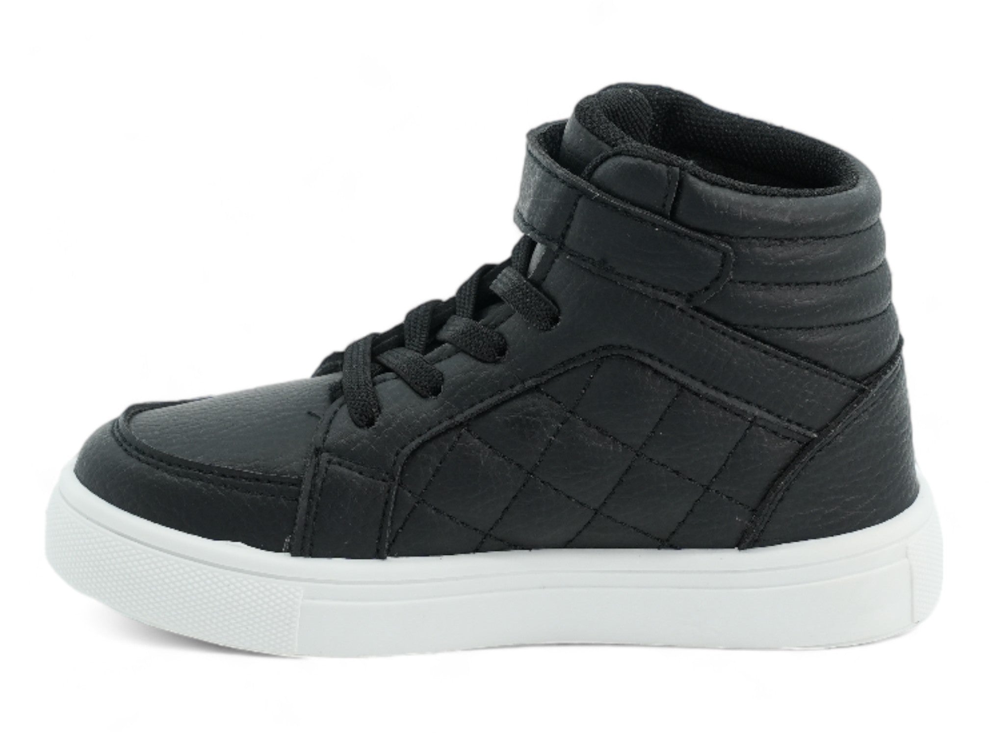 Girls' Black Quilted Vegan Leather High Top