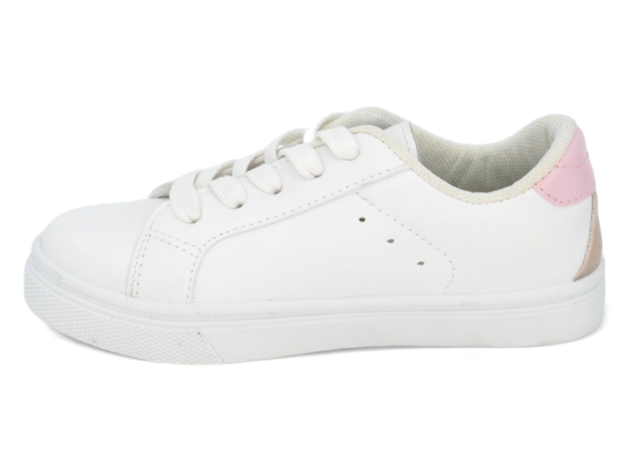 Girls' White & Pink Star Sneaker