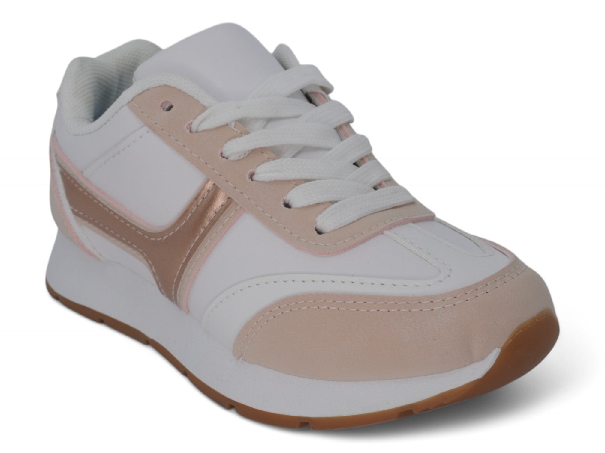 Girls White & Rose Gold Low Top Sneaker
