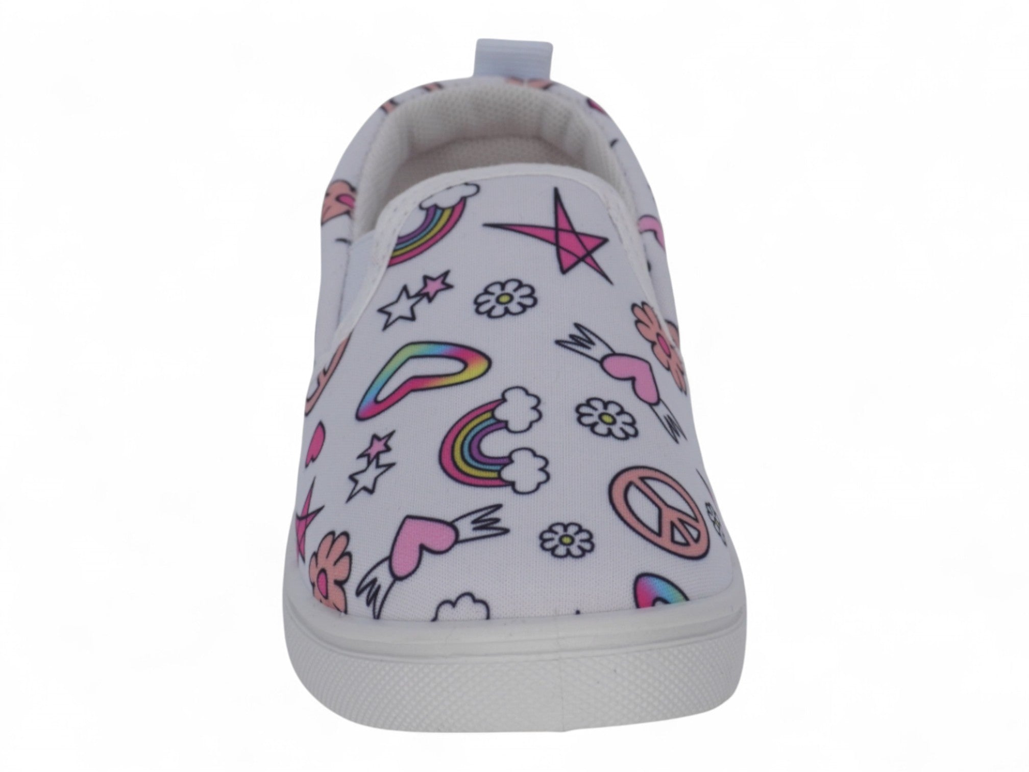 Girls White Rainbow Print Slip On