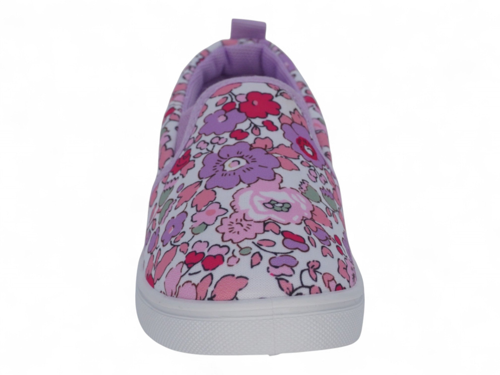 Girls' White Purple Multicolor Flower Slip On