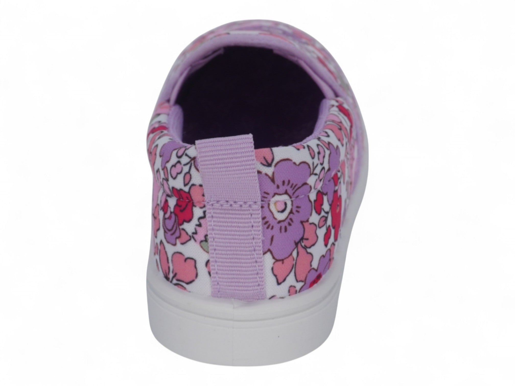 Girls' White Purple Multicolor Flower Slip On