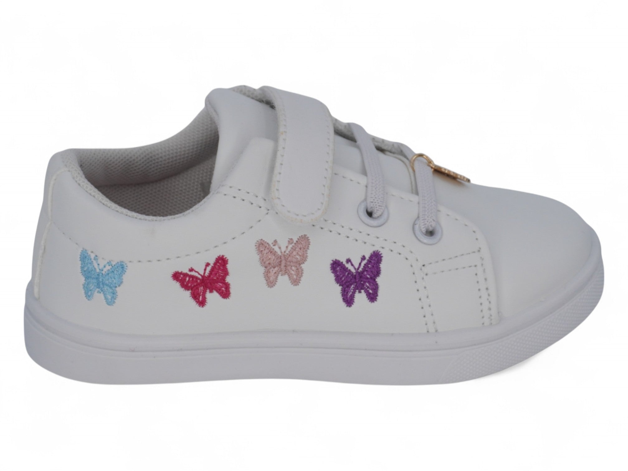 Girls' White Butterfly Embroidered Sneaker