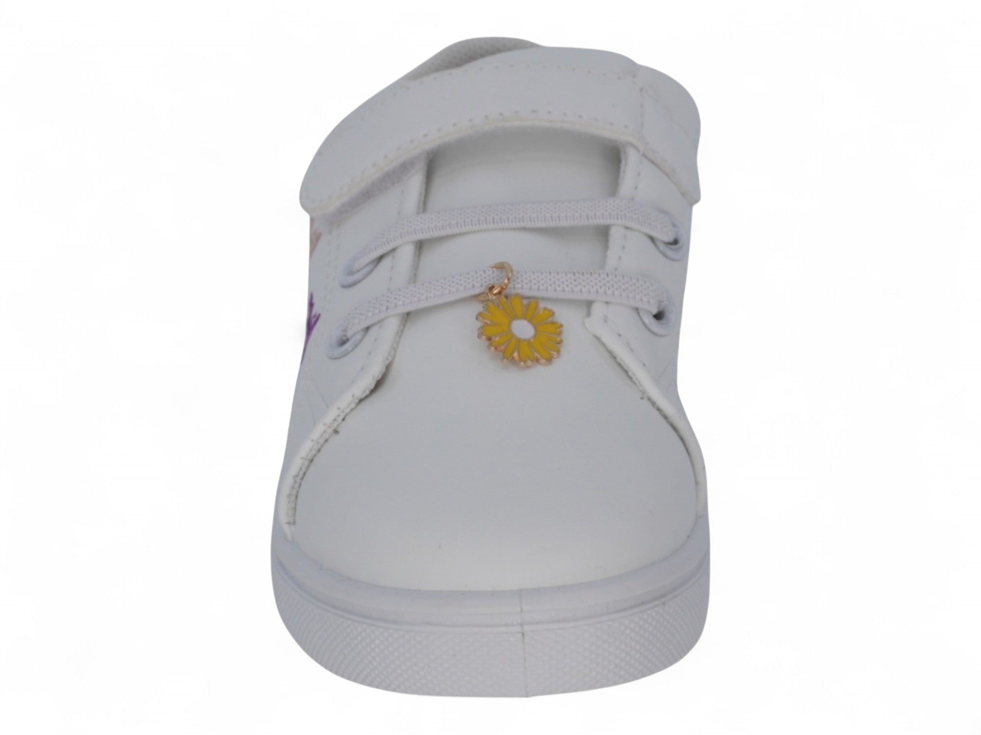 Girls' White Butterfly Embroidered Sneaker