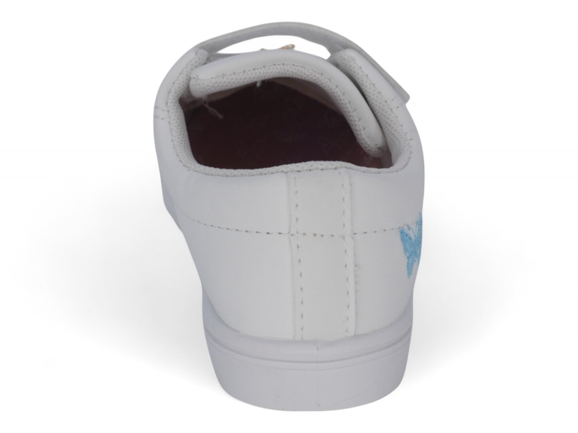 Girls' White Butterfly Embroidered Sneaker