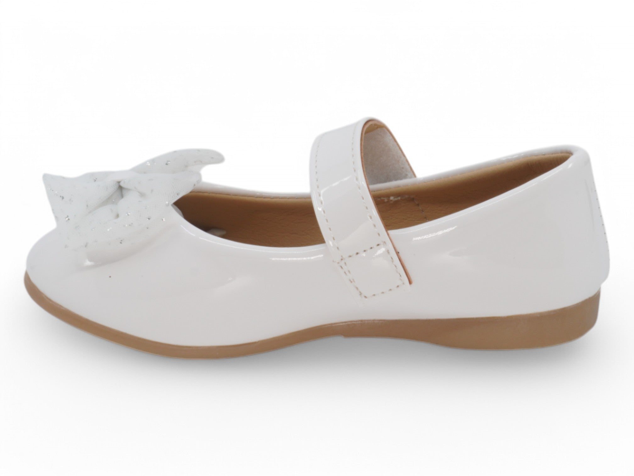 Toddler White Patent Nathalie Flat