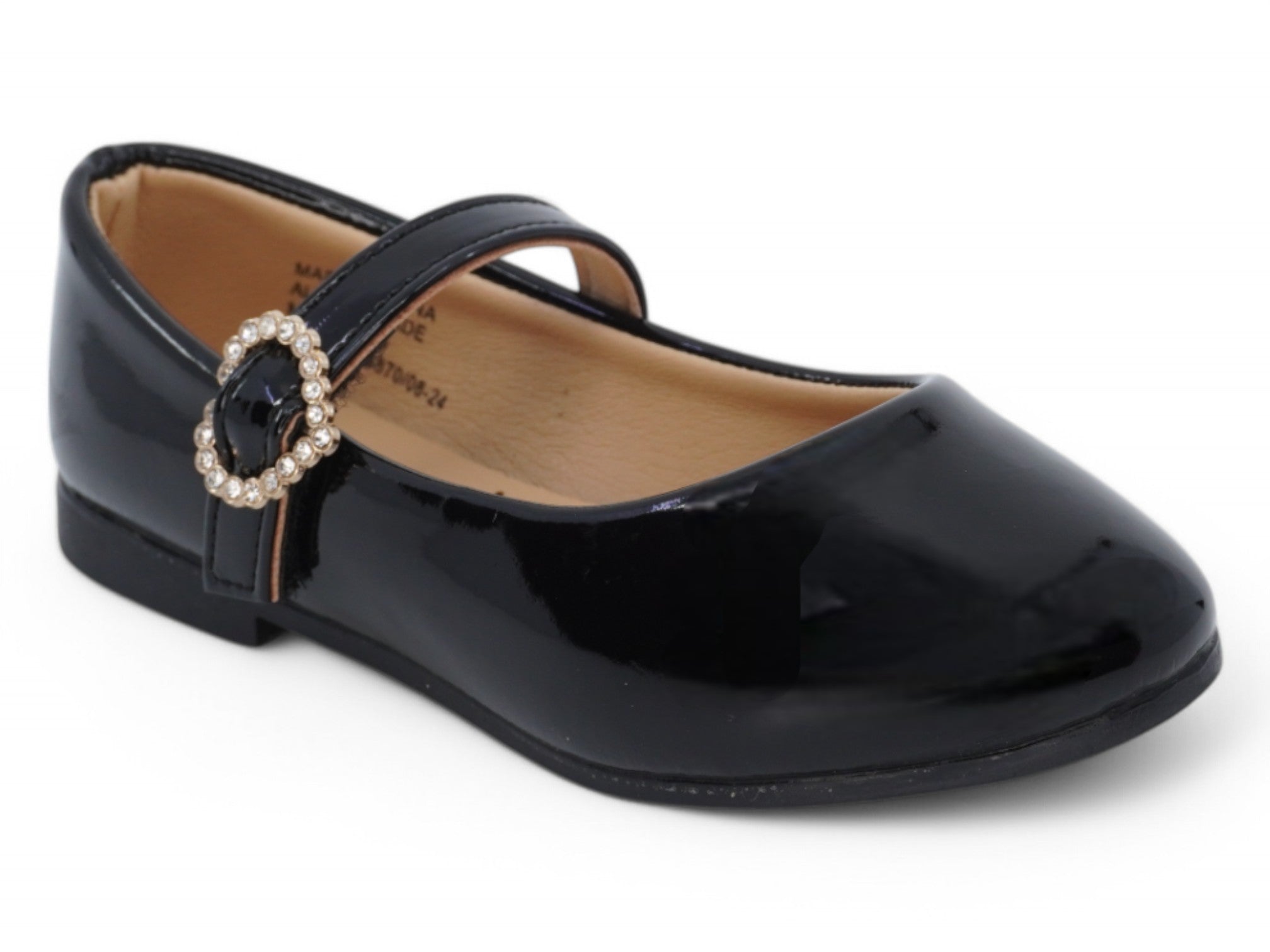 Toddler Black Patent Heart Flat