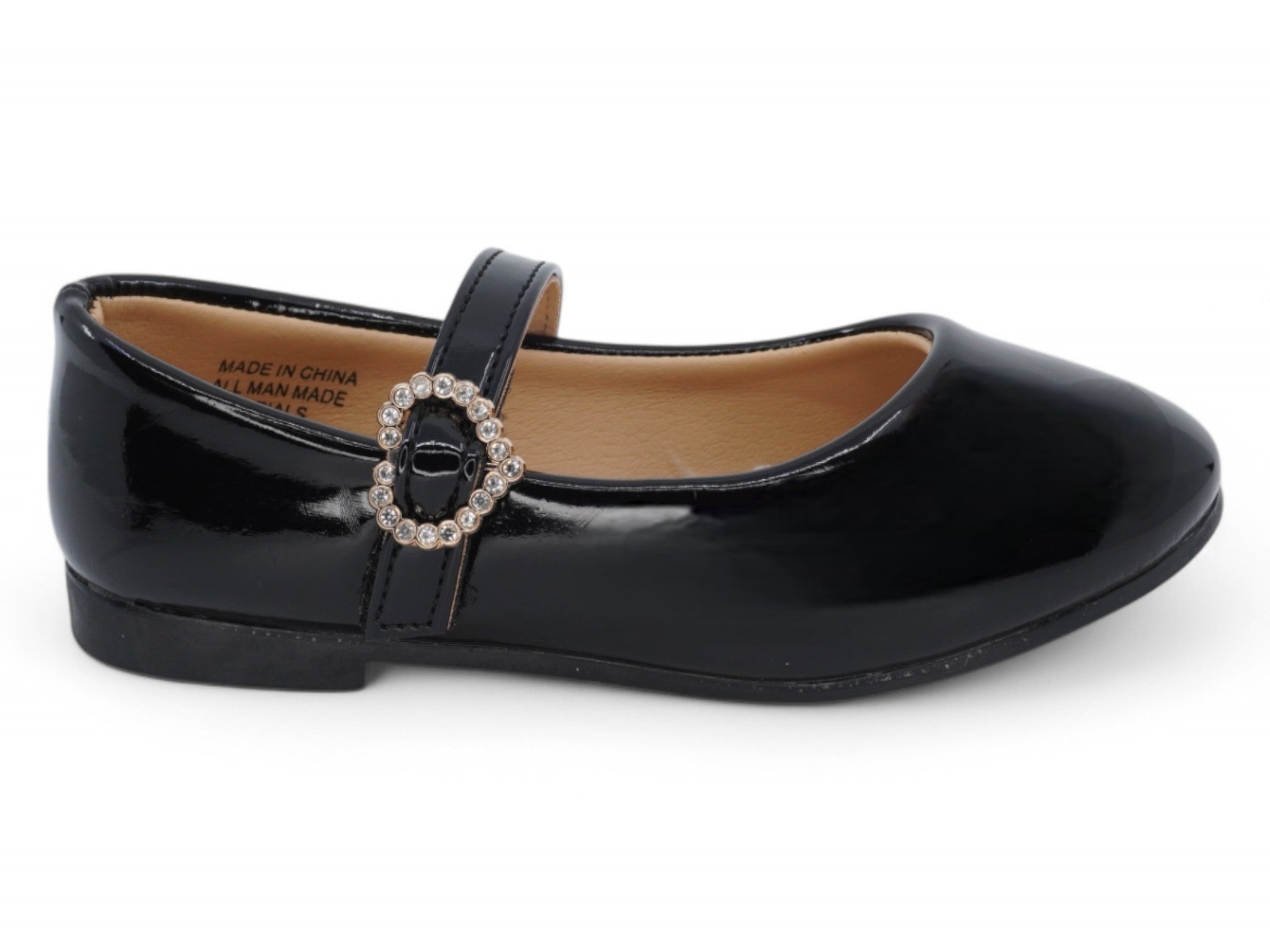 Toddler Black Patent Heart Flat