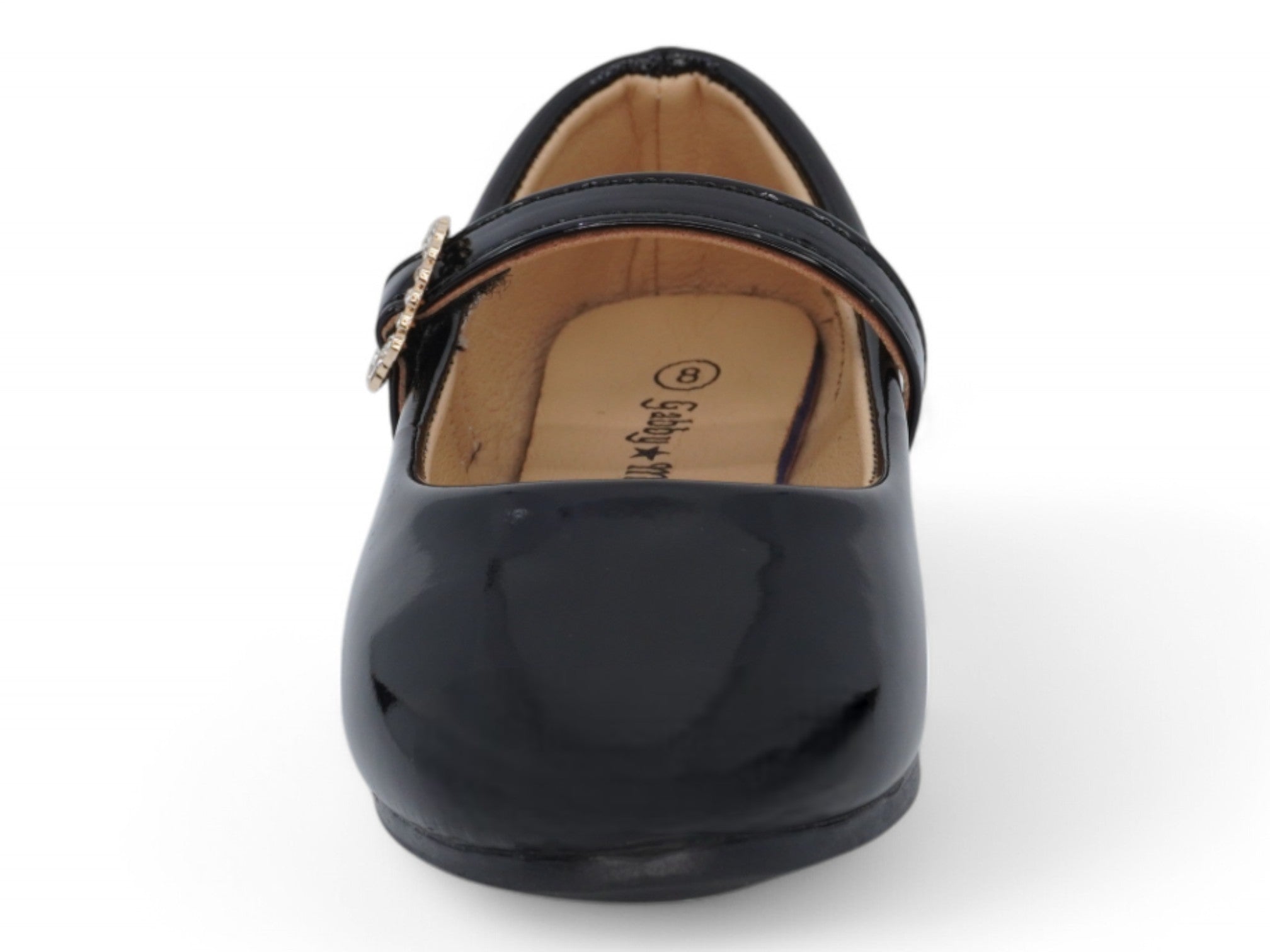 Toddler Black Patent Heart Flat