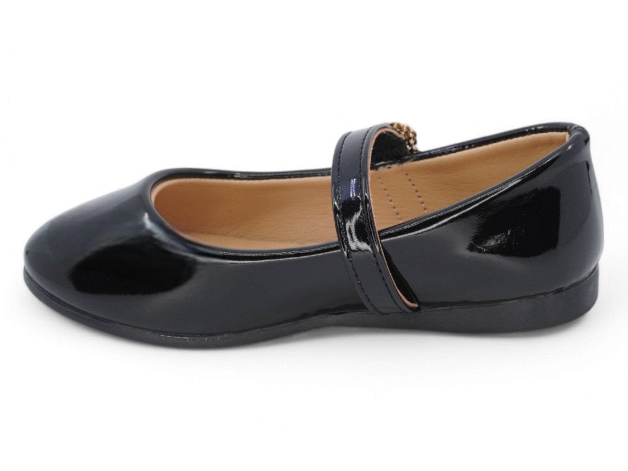 Toddler Black Patent Heart Flat