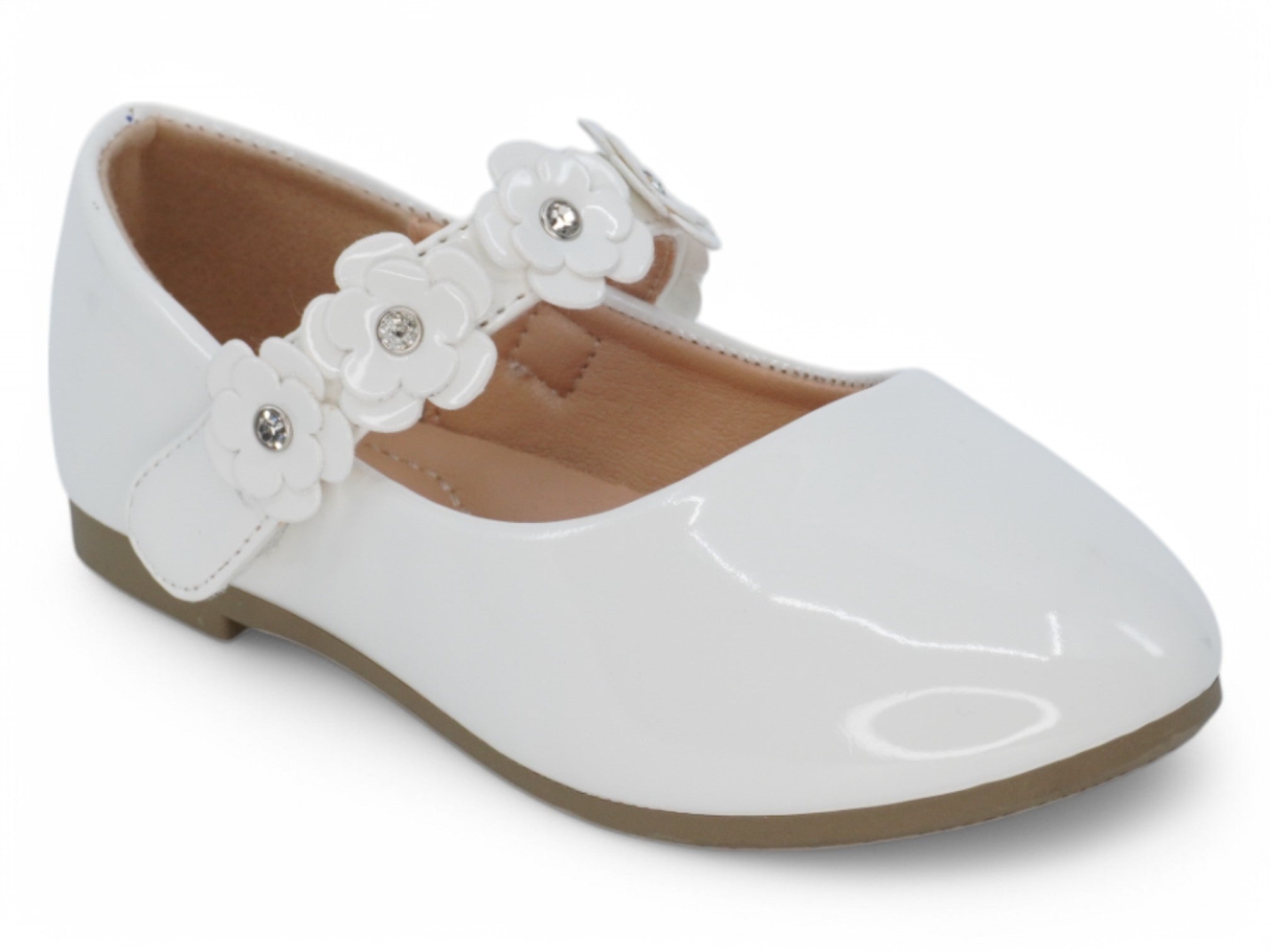 Toddler White Gia Flat