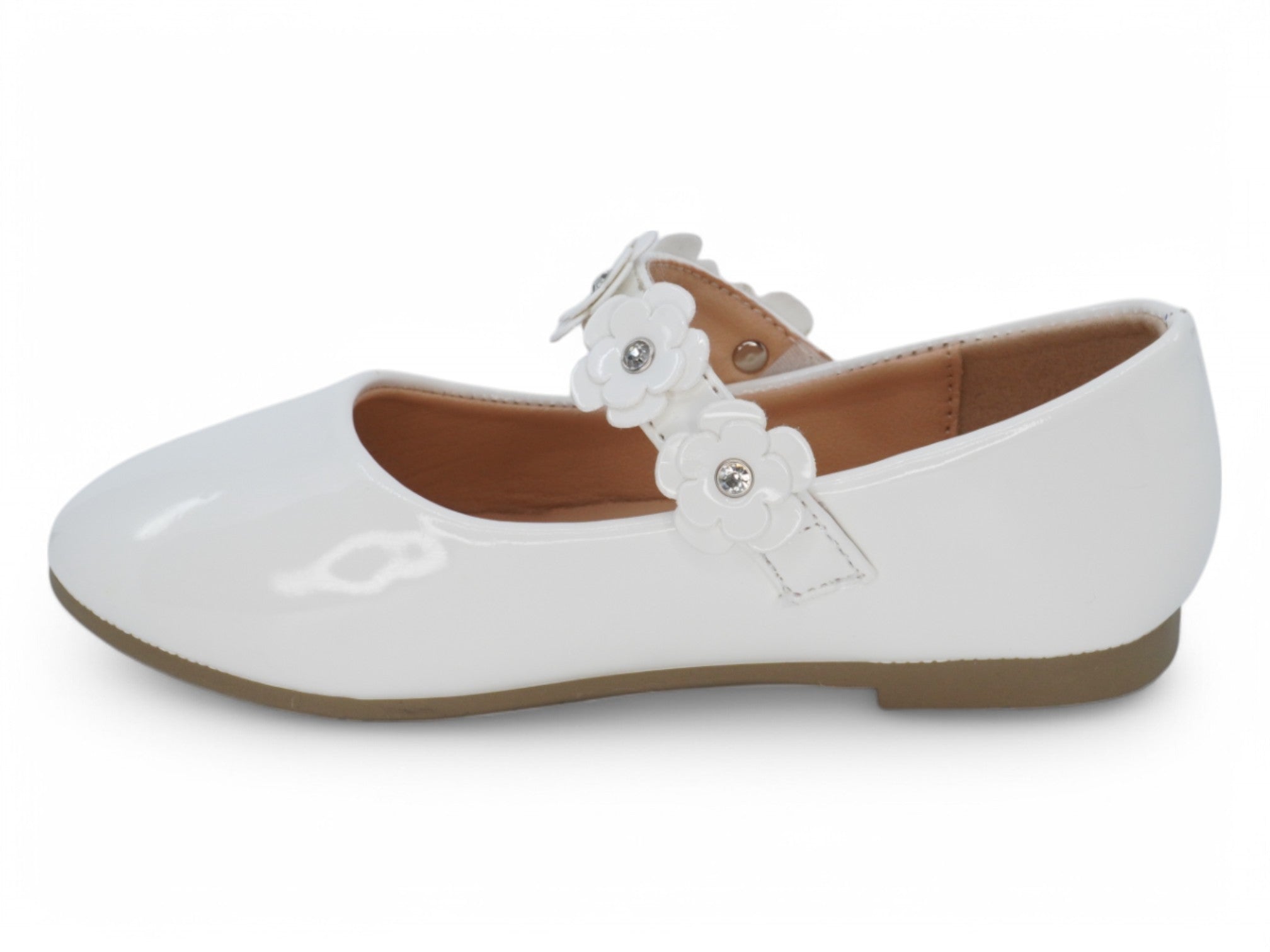 Toddler White Gia Flat