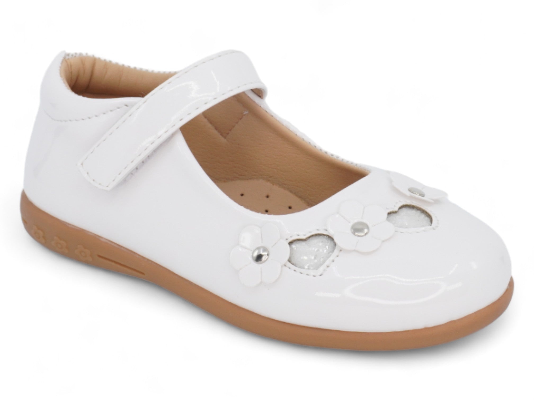 Girls' White Patent Fernanda Flat