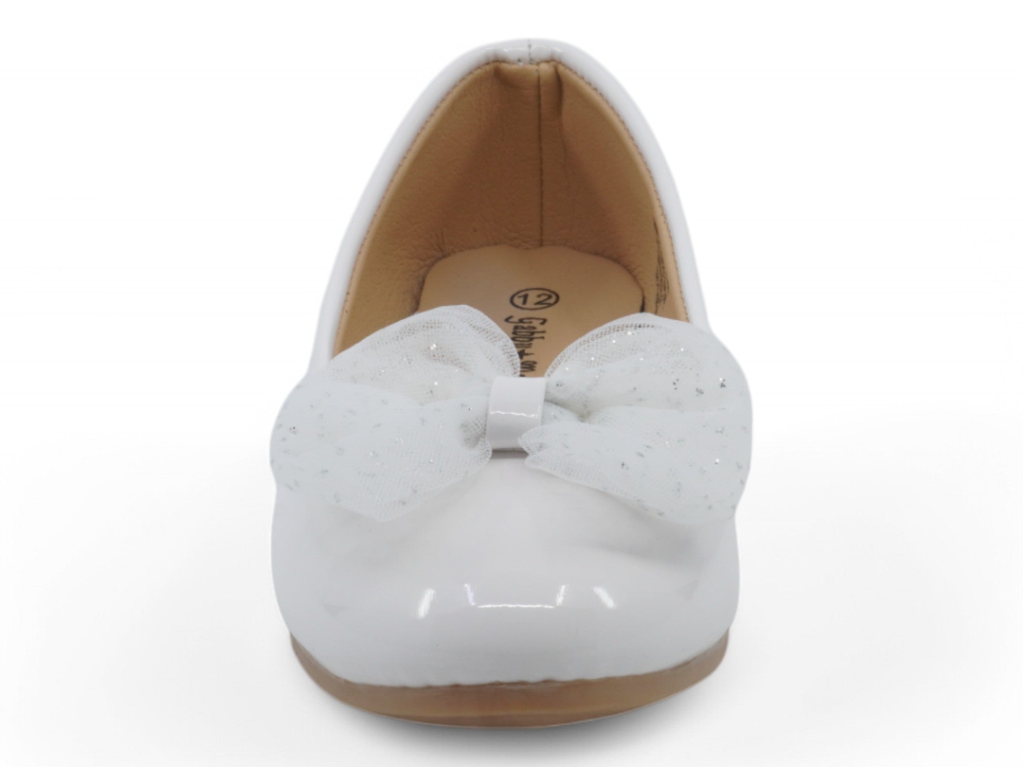 Girls White Patent Nathalie Flat