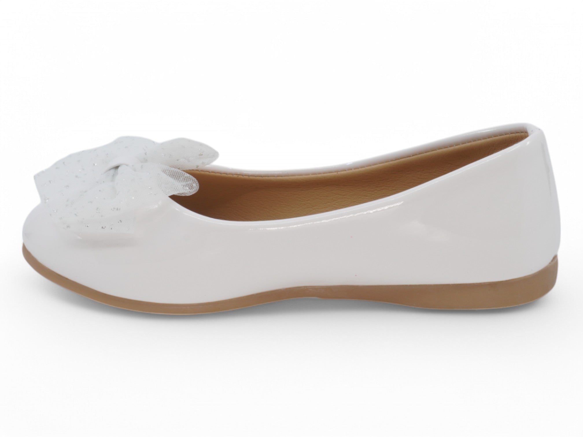 Girls White Patent Nathalie Flat