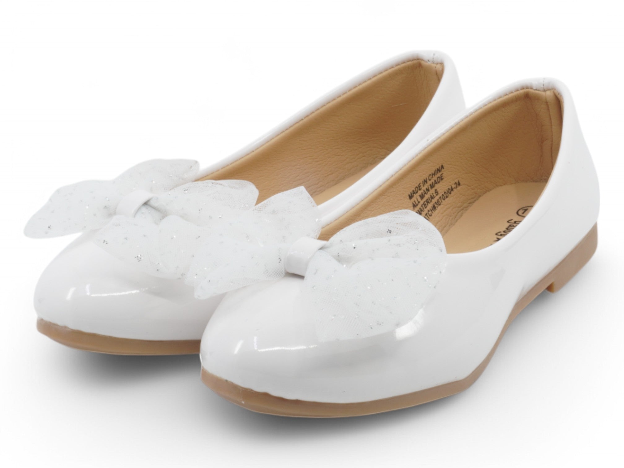 Girls White Patent Nathalie Flat