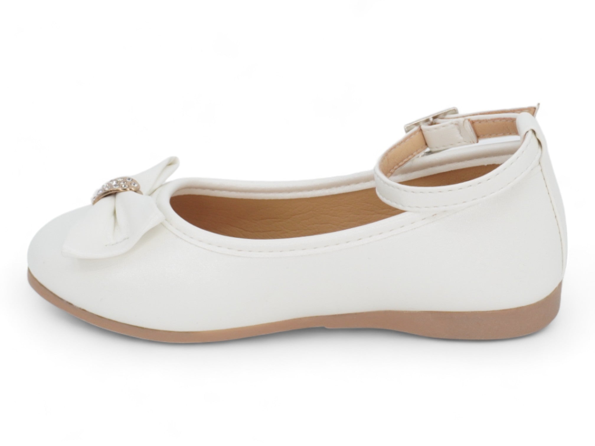 Girls' White Patent Carmen Flat