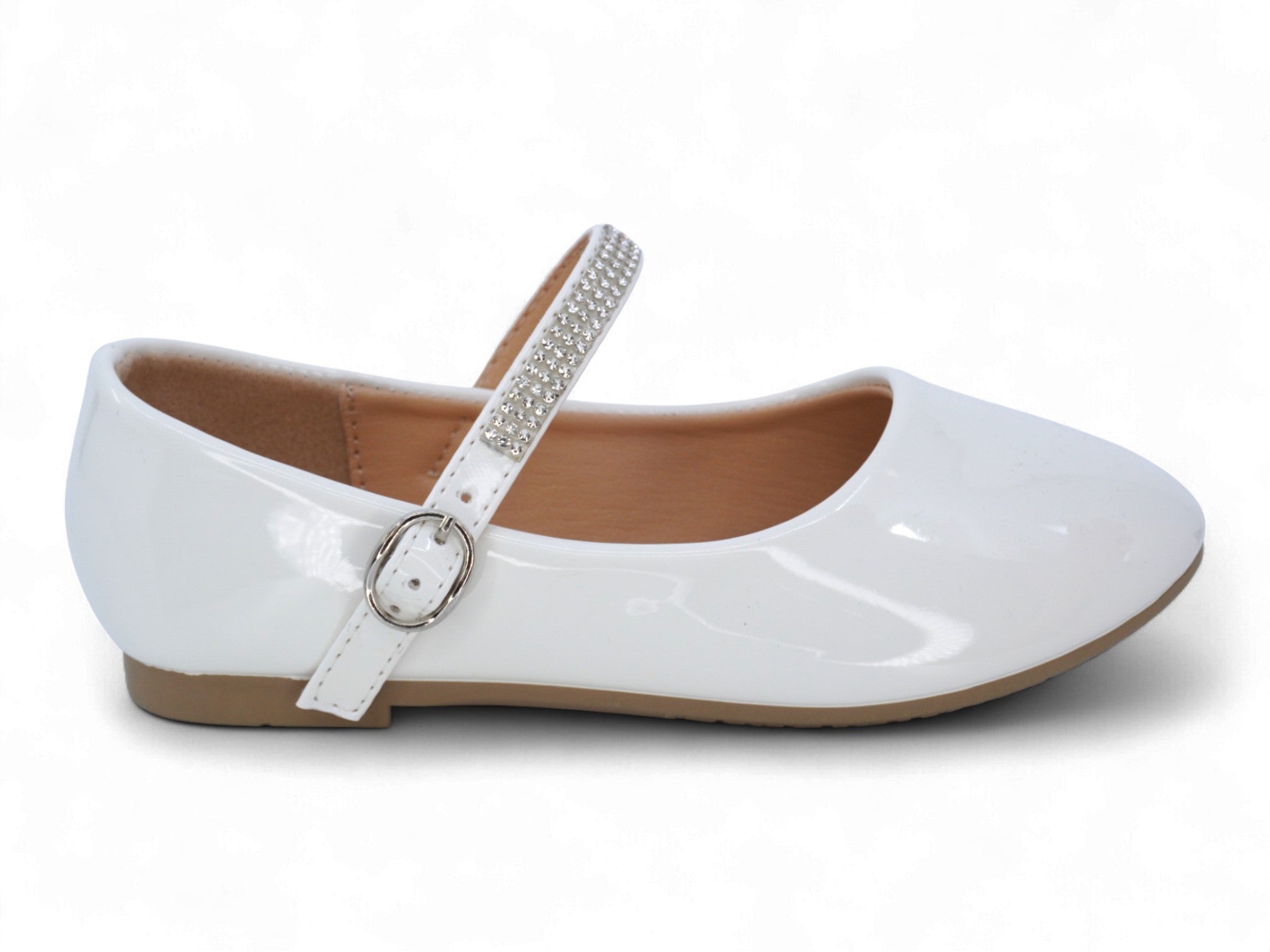 Girls' White Patent Milena Flat