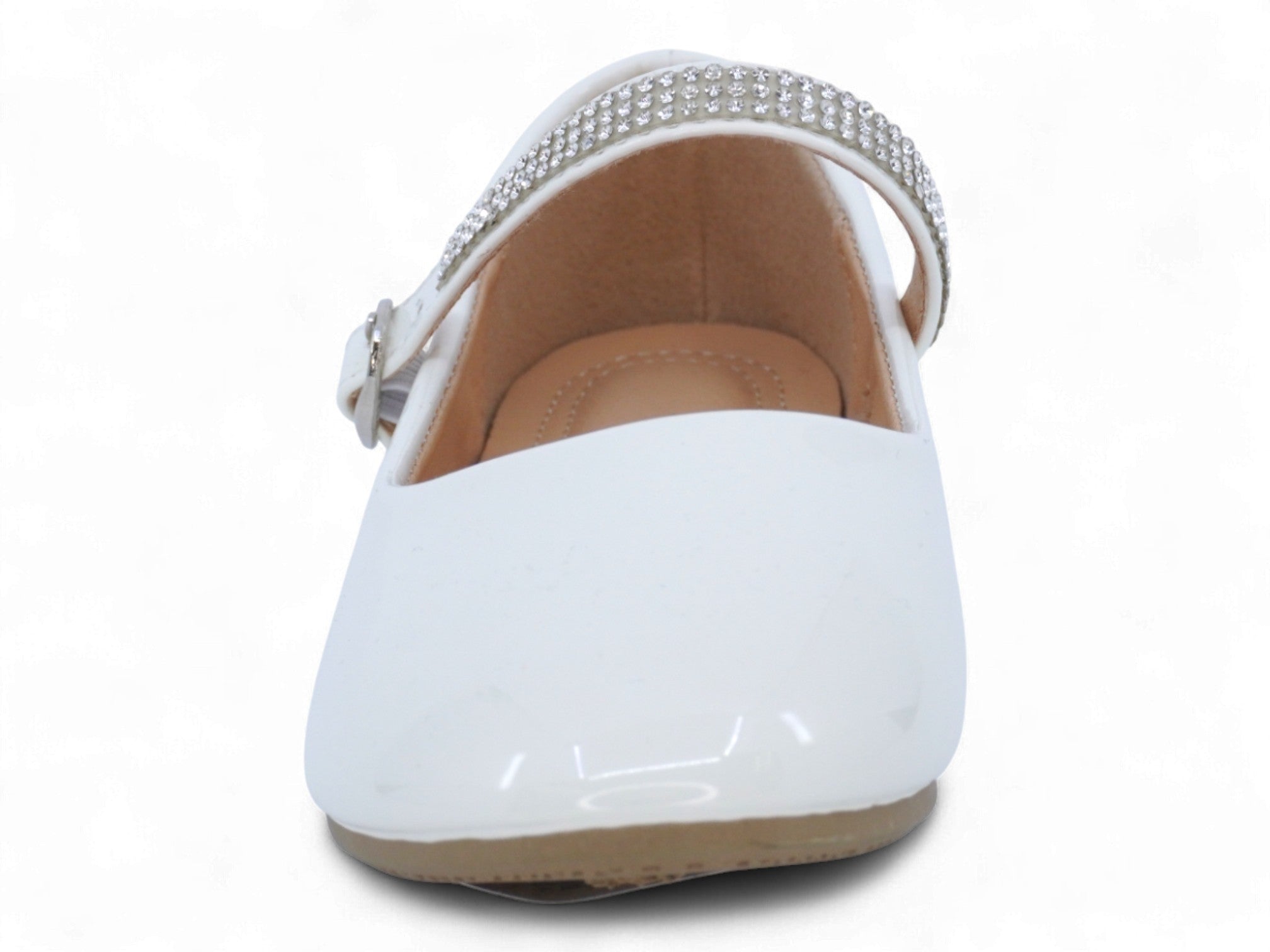 Girls' White Patent Milena Flat