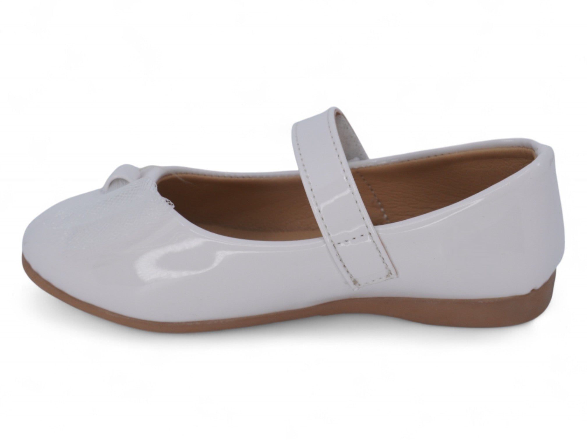 Girls' White Patent Sienna Flat