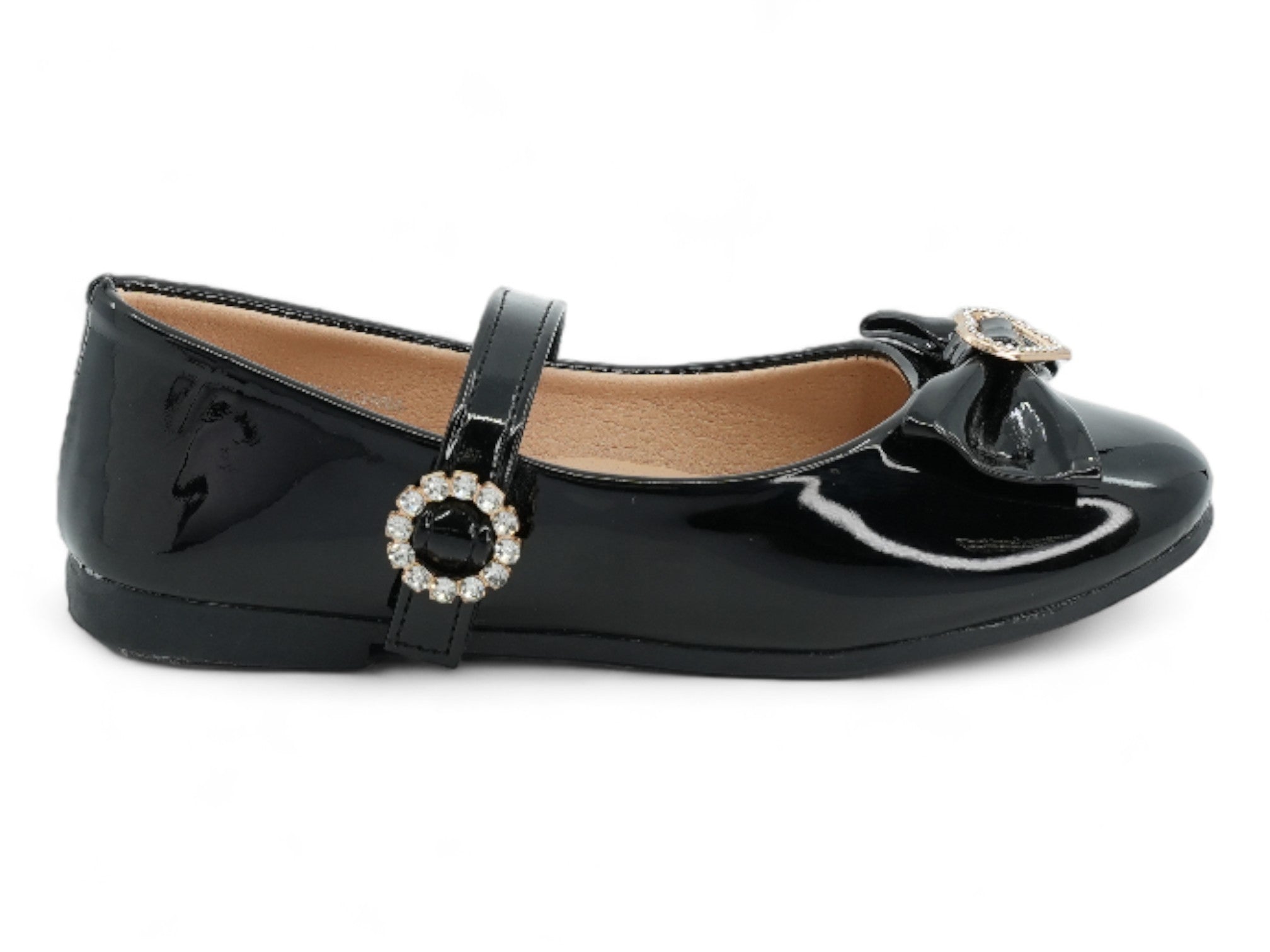 Toddler Black Patent Lan Flat