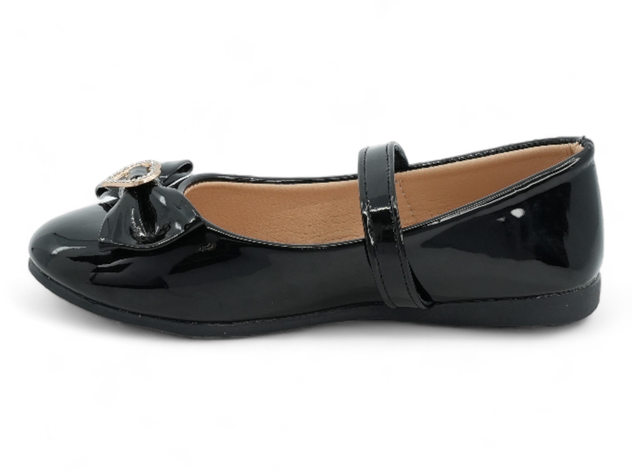 Toddler Black Patent Lan Flat