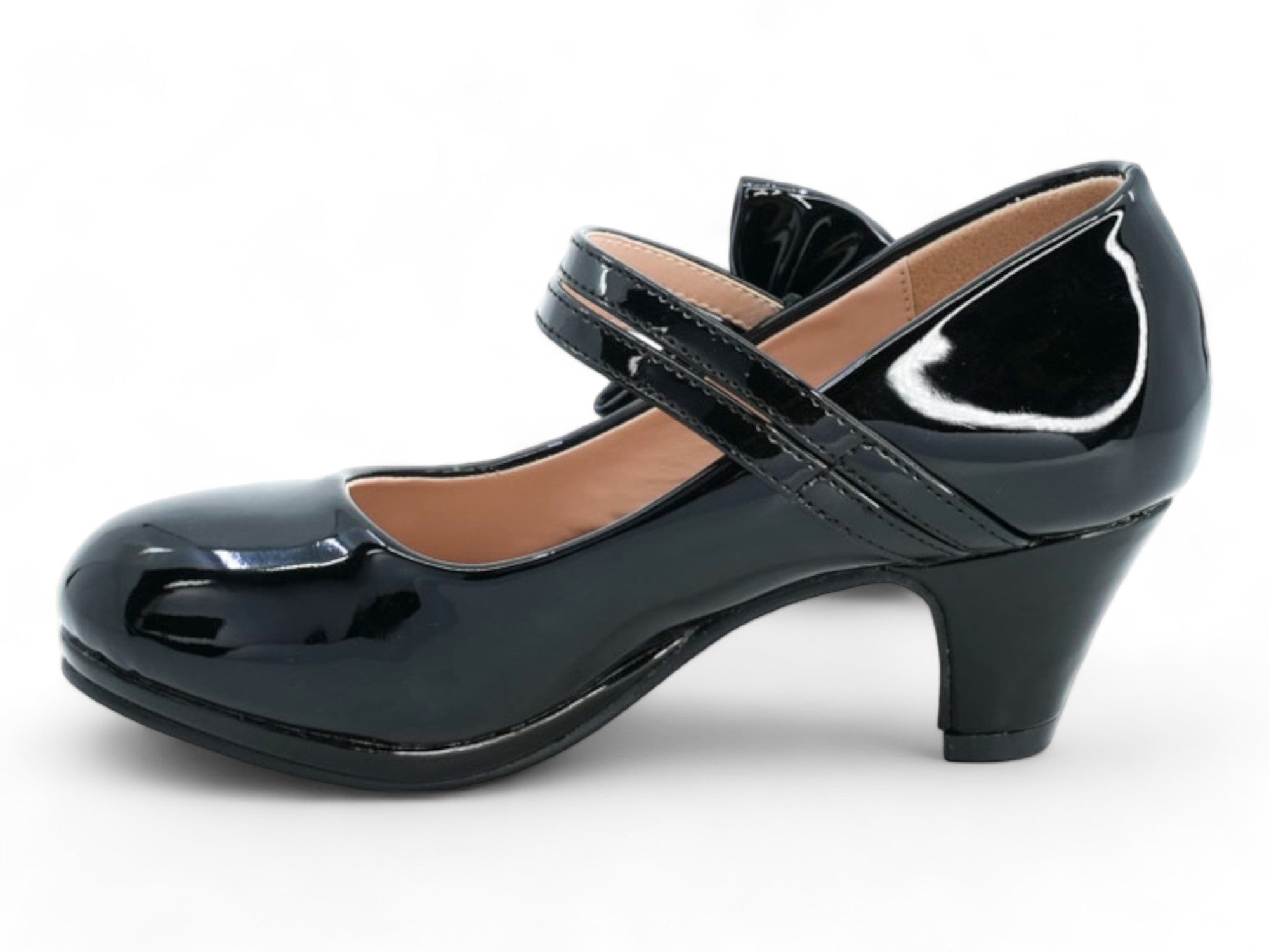 Girls Black Patent Karol Heel