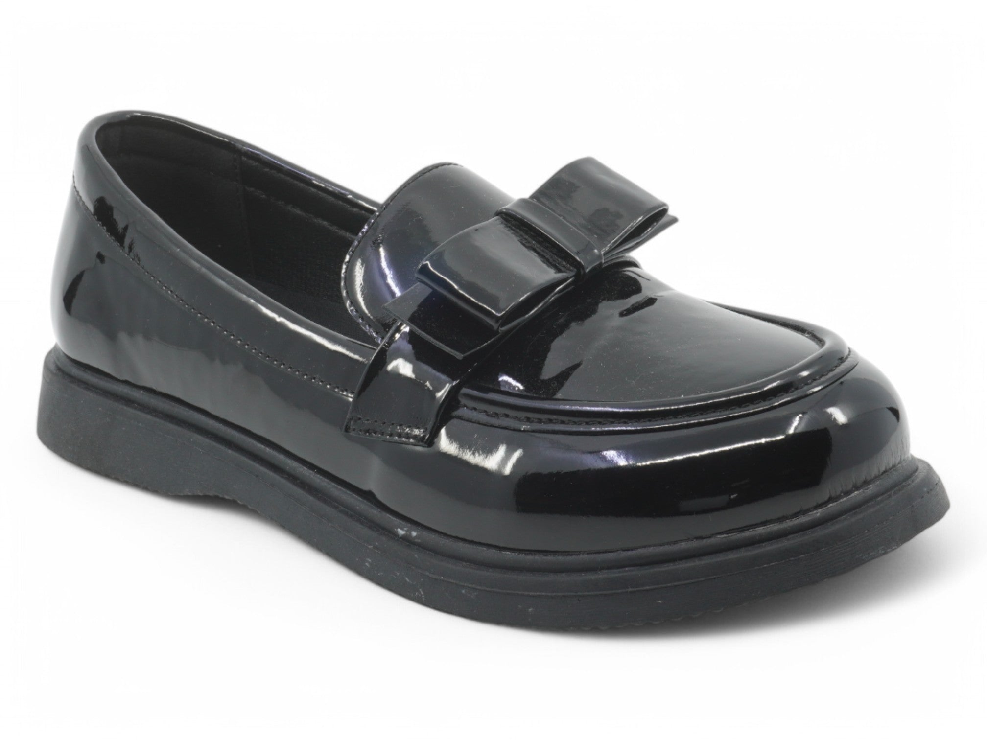 Girls Black Patent Roxy Flat