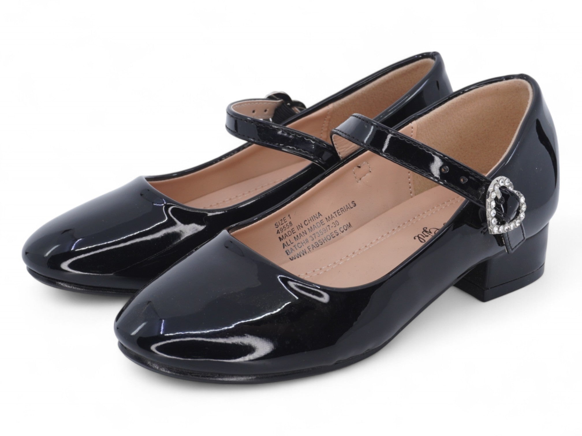 Girls Black Patent Veda Flat