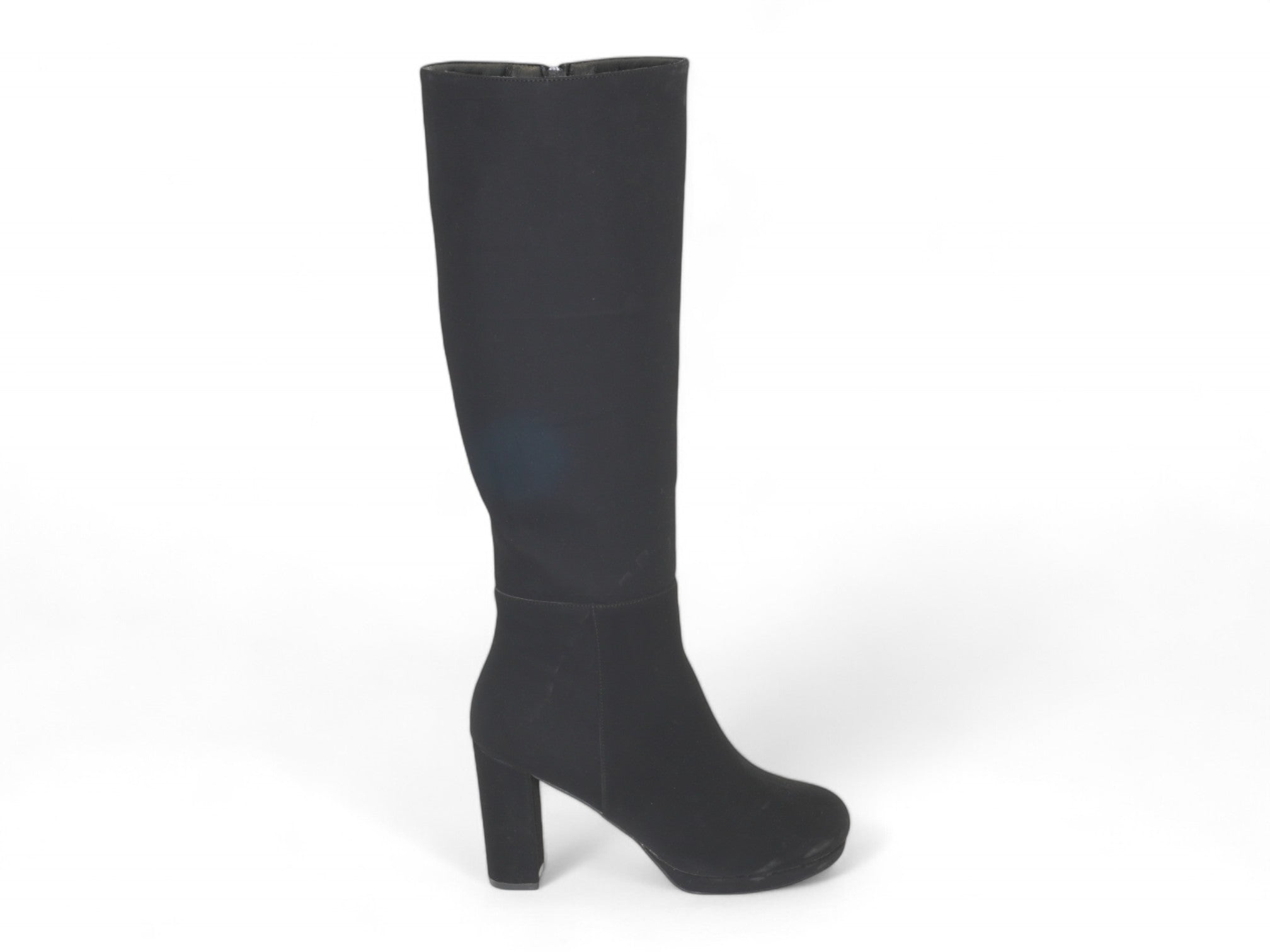 Women's Black Faux Suede Platform Tall Boot