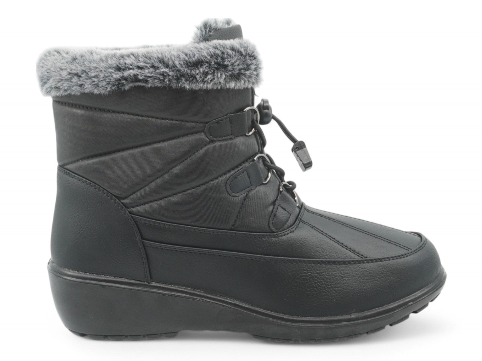 Women's Black Zig Zag Lycra Wide Width Boot