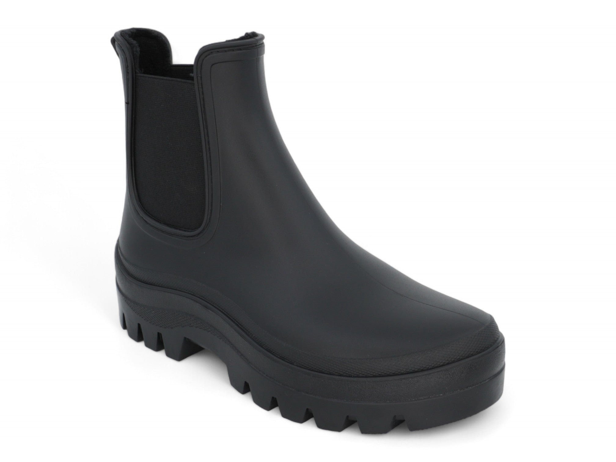 Women's Black Matte Platform Rain Boot