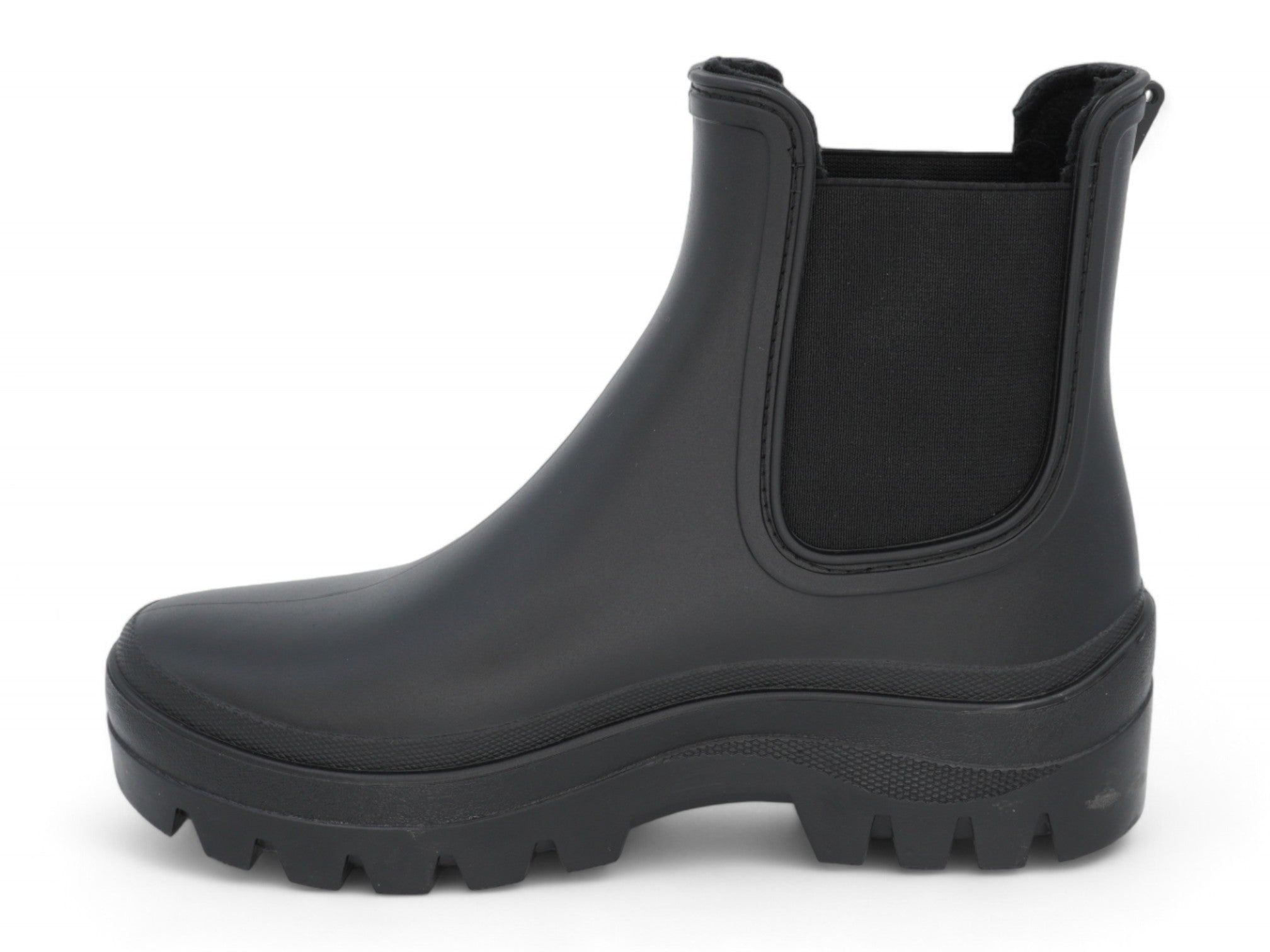 Women's Black Matte Platform Rain Boot
