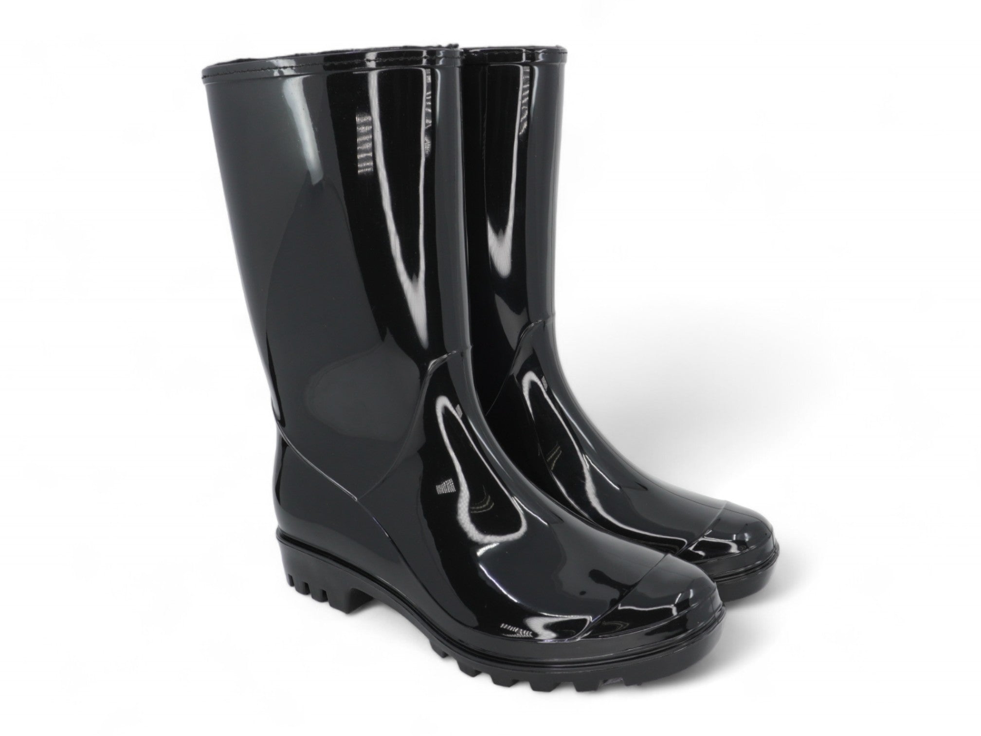 Women's Black Glossy Tall Rain Boot