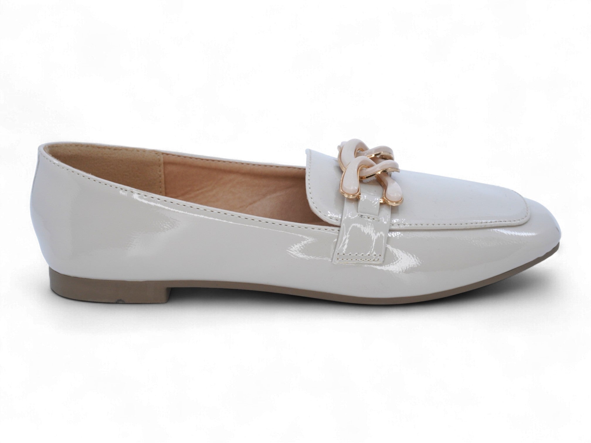 Women's Ivory Patent Demetra Flat