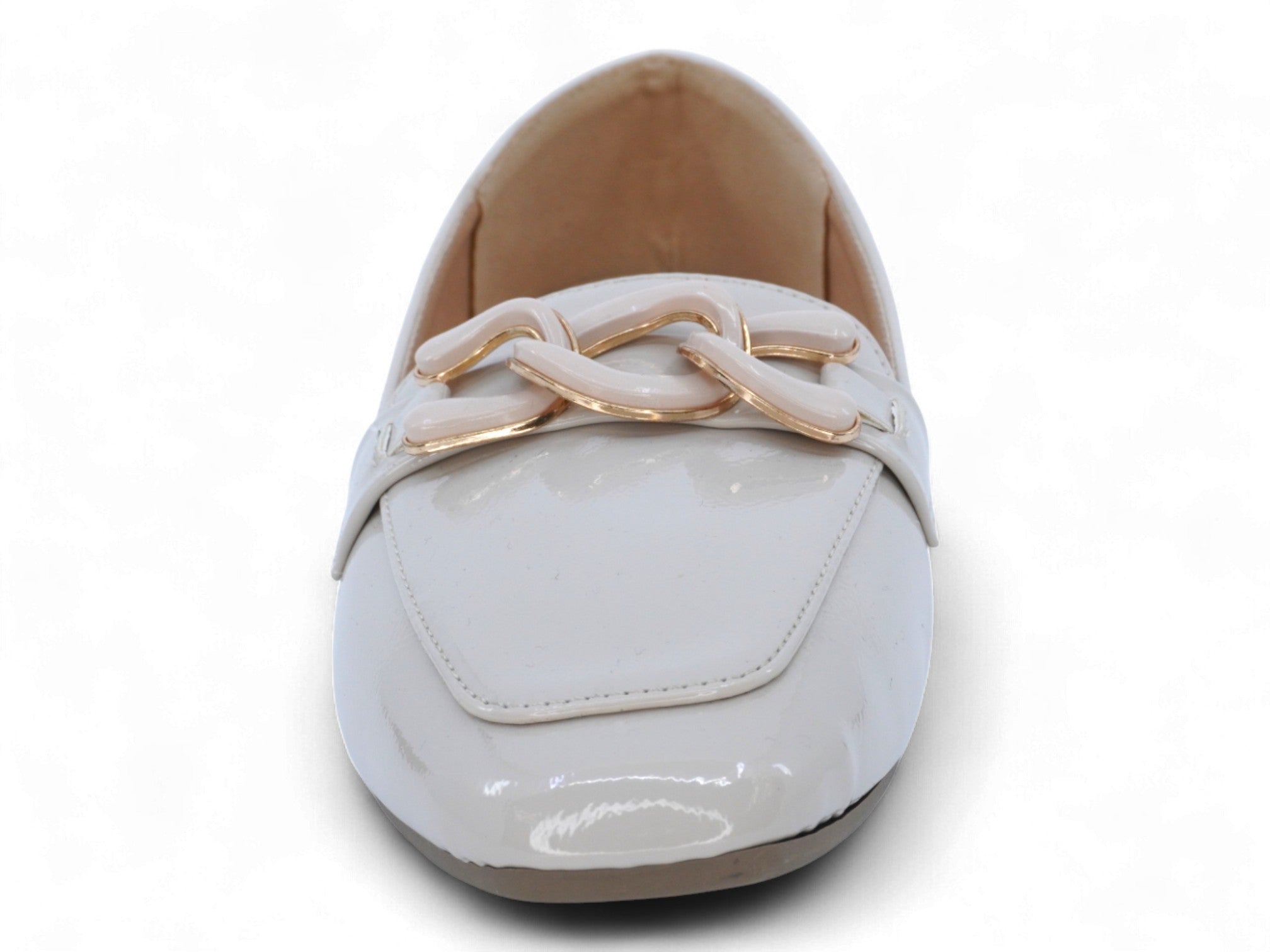Women's Ivory Patent Demetra Flat
