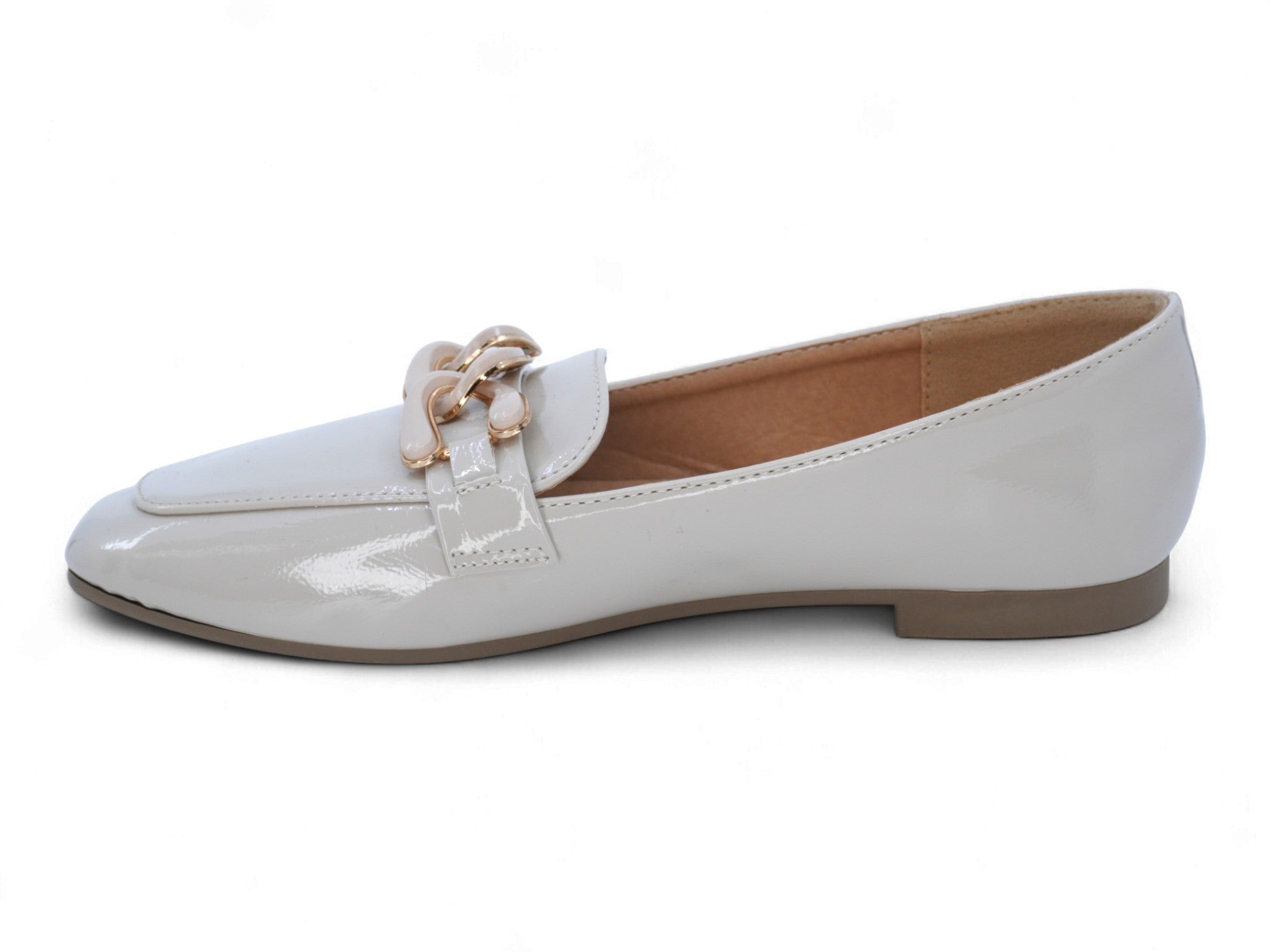 Women's Ivory Patent Demetra Flat