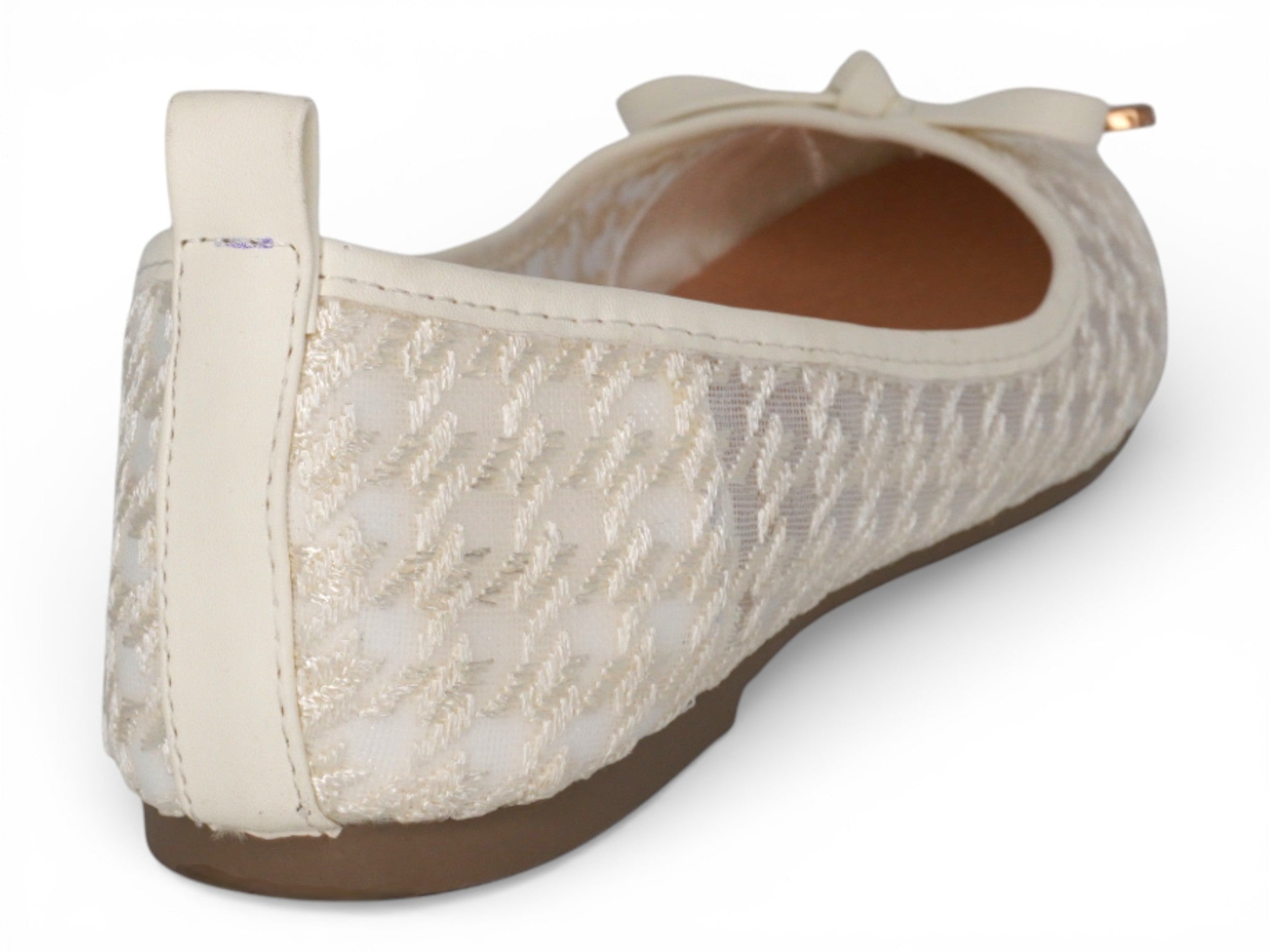 Women's Ivory Houndstooth Ballerina Flat