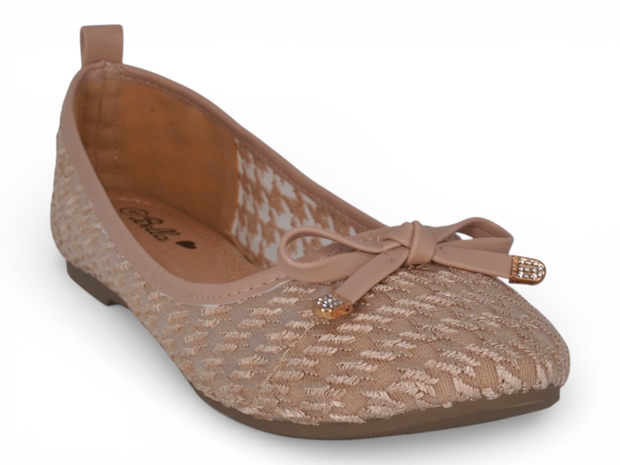 Women's Taupe Houndstooth Ballerina Flat
