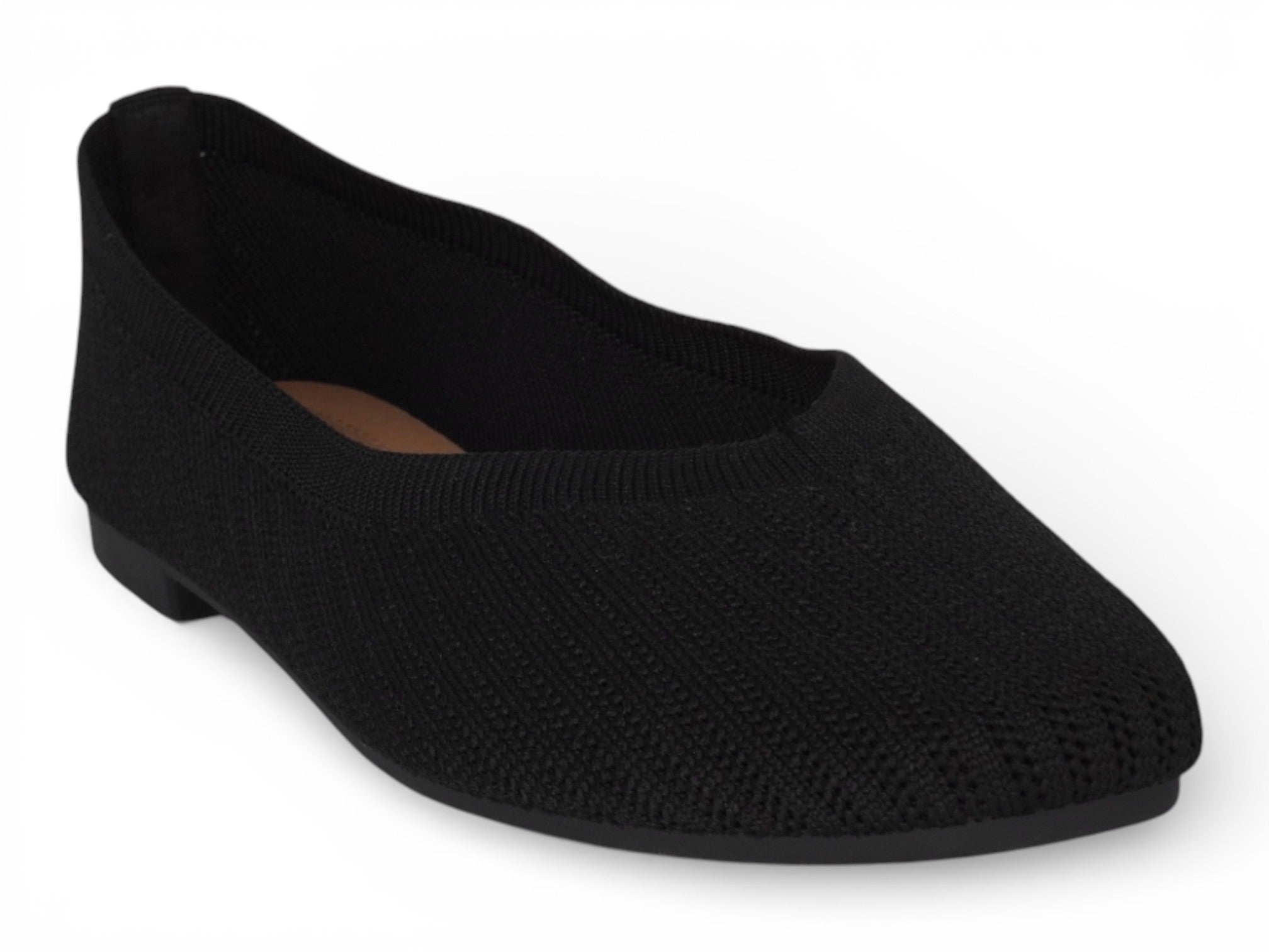 Women's Black Fly Knit Square Toe Flat