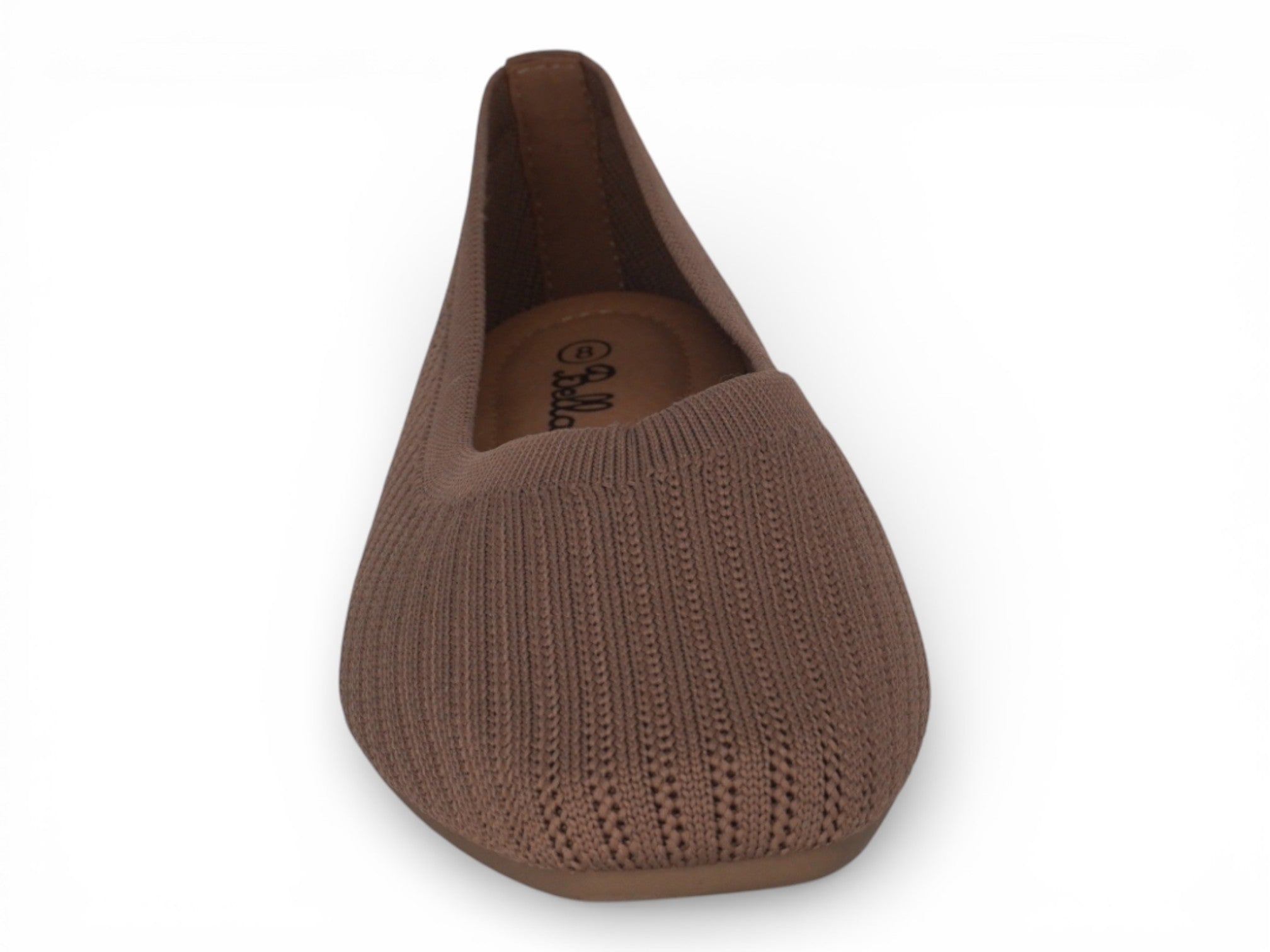 Women's Taupe Fly Knit Square Toe Flat