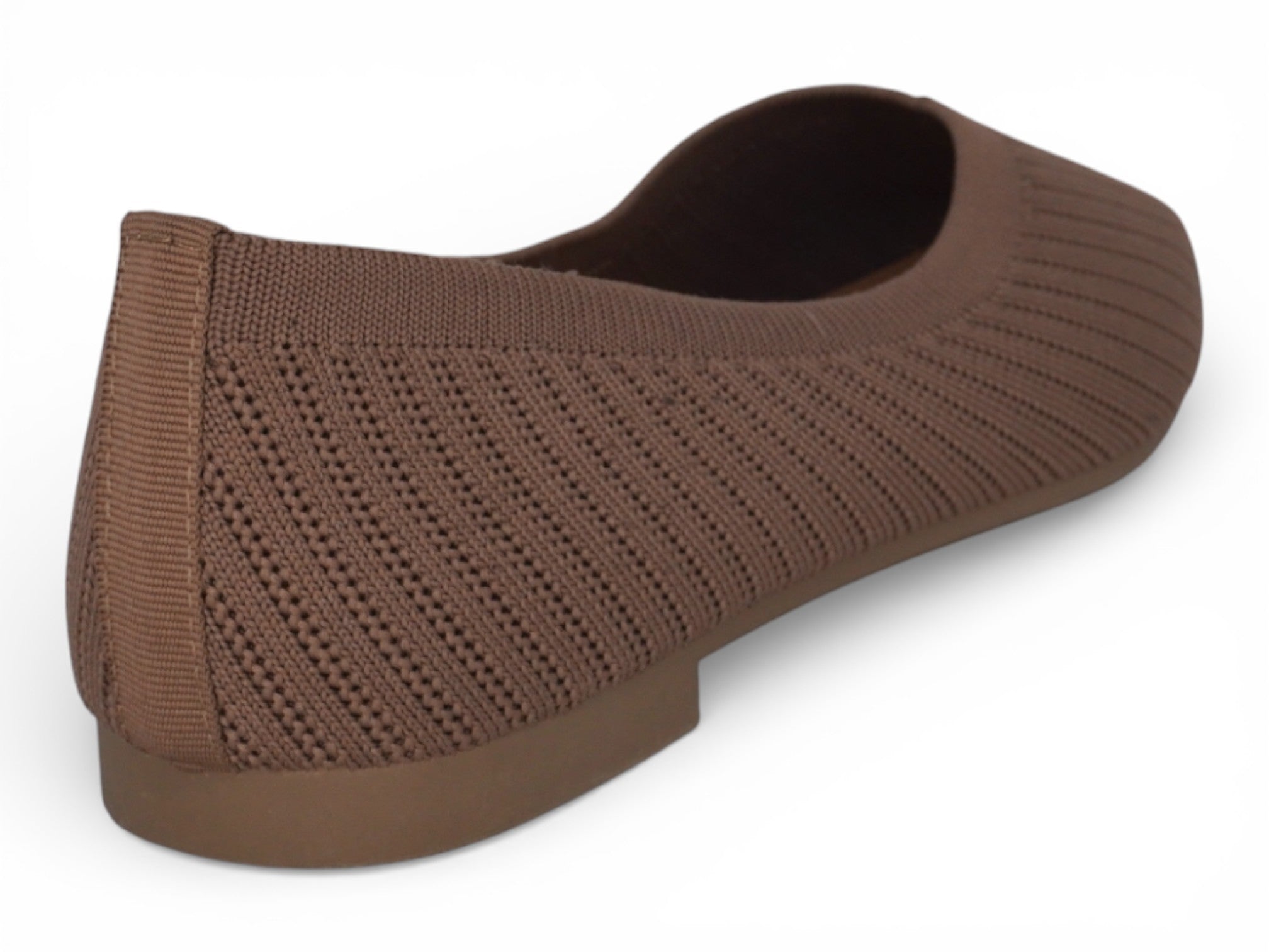 Women's Taupe Fly Knit Square Toe Flat