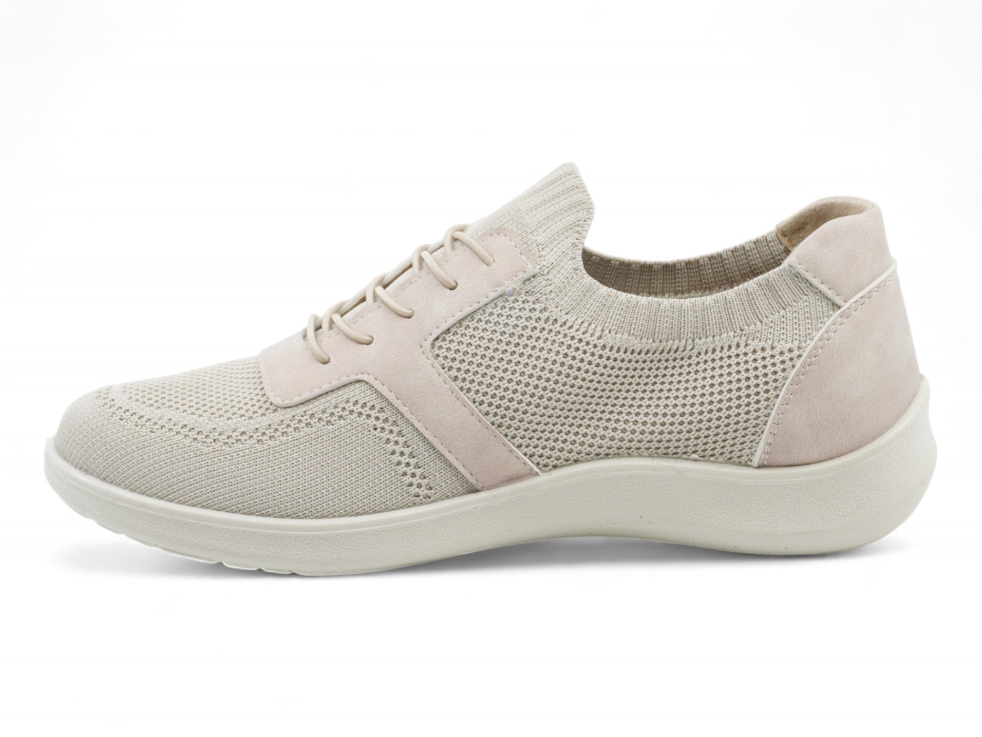 Women's Beige Flyknit Comfort Slip-On Sneaker