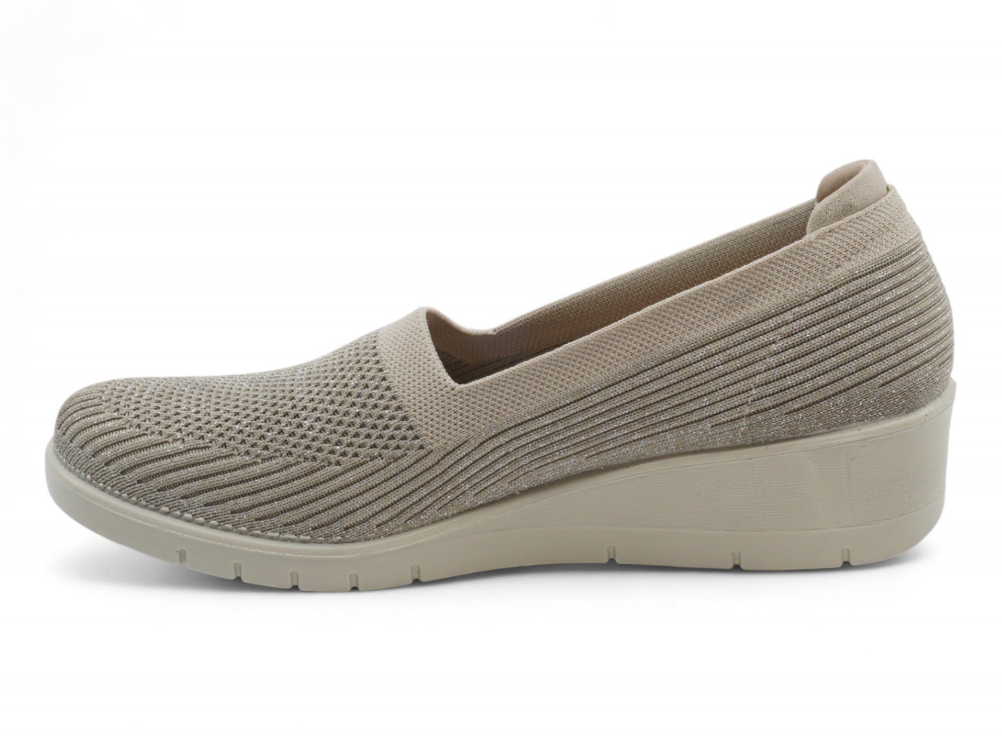 Women's Gold Fly Knit Low Cut Wedge