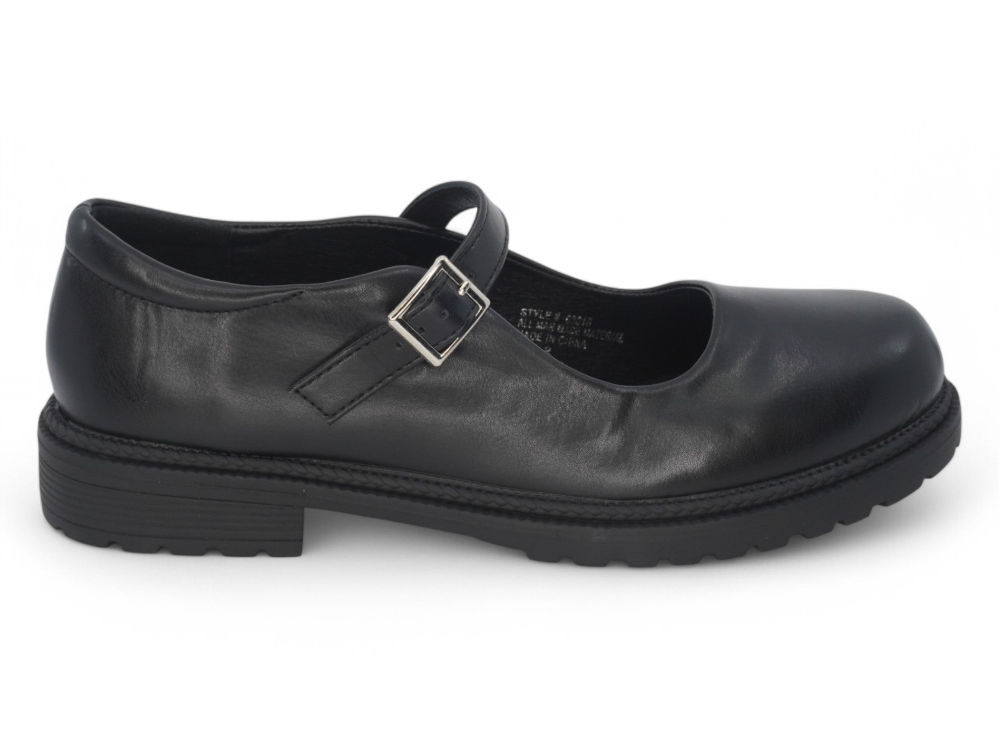 Women's Black Vegan Leather Platform Mary Jane