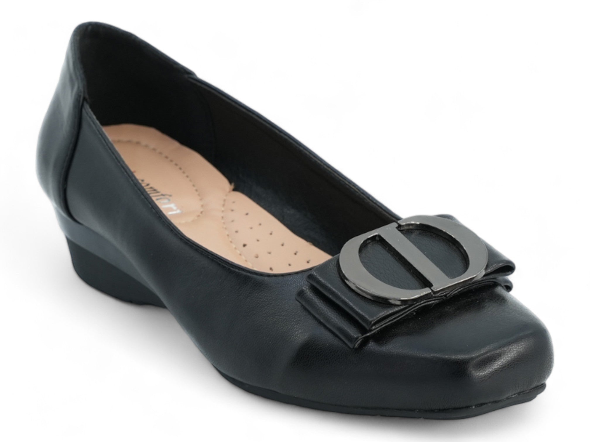 Women's Black Flora Wide Width Wedge