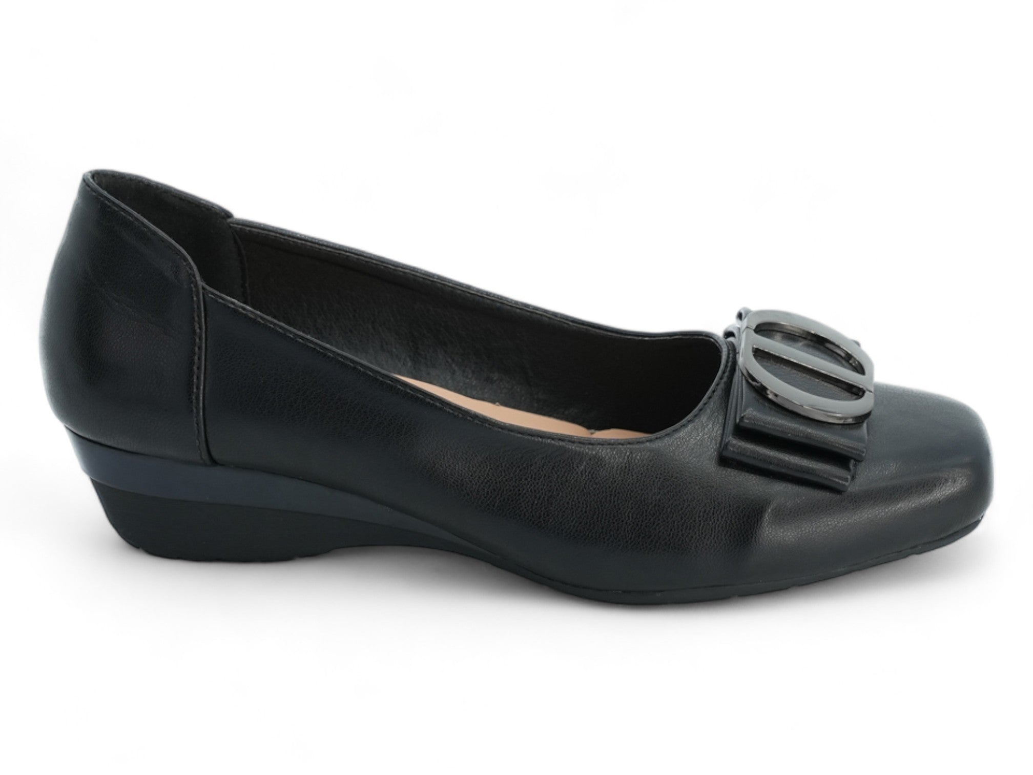 Women's Black Flora Wide Width Wedge