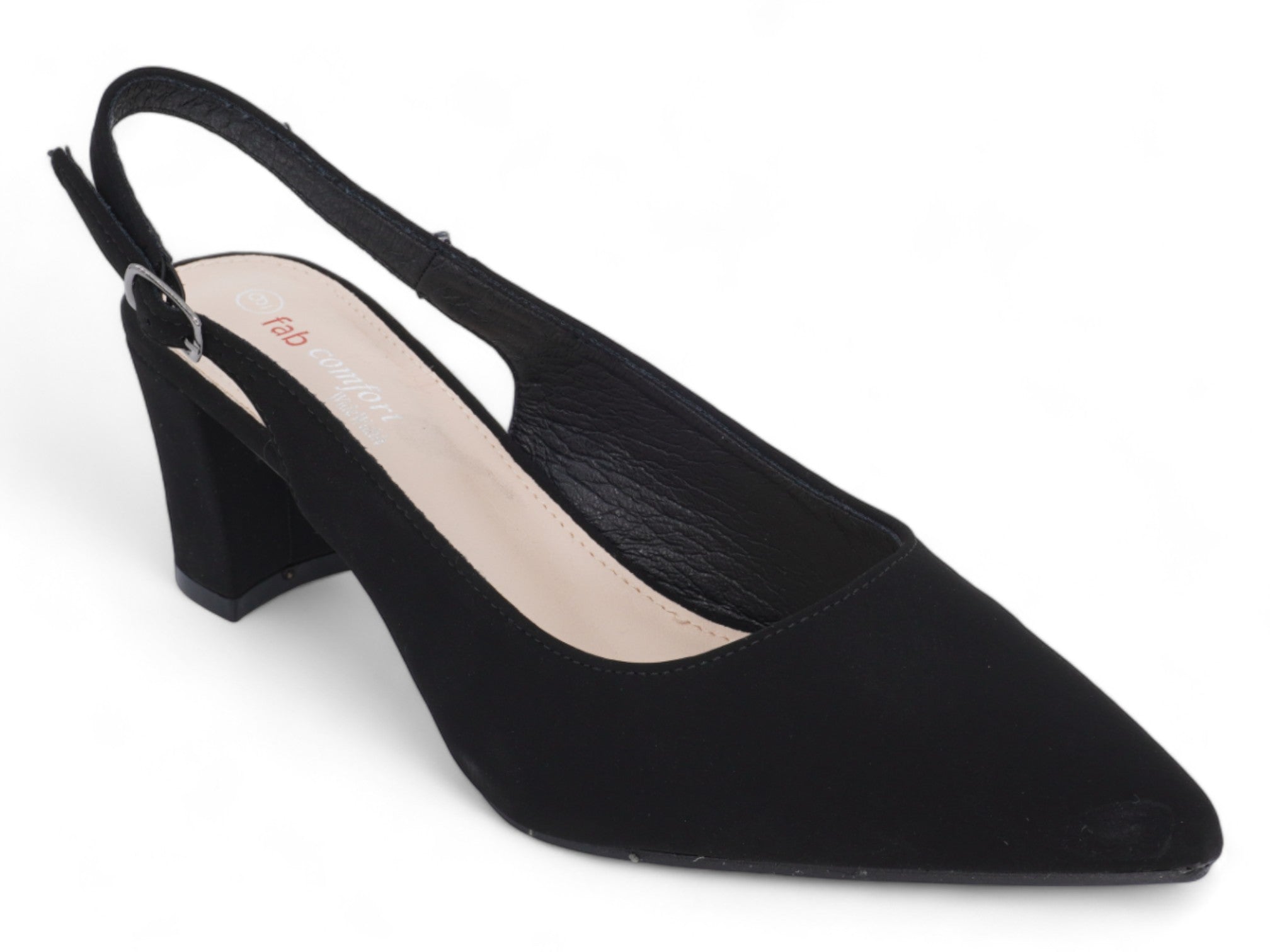 Women's Black Faux Suede Wide Width Heel