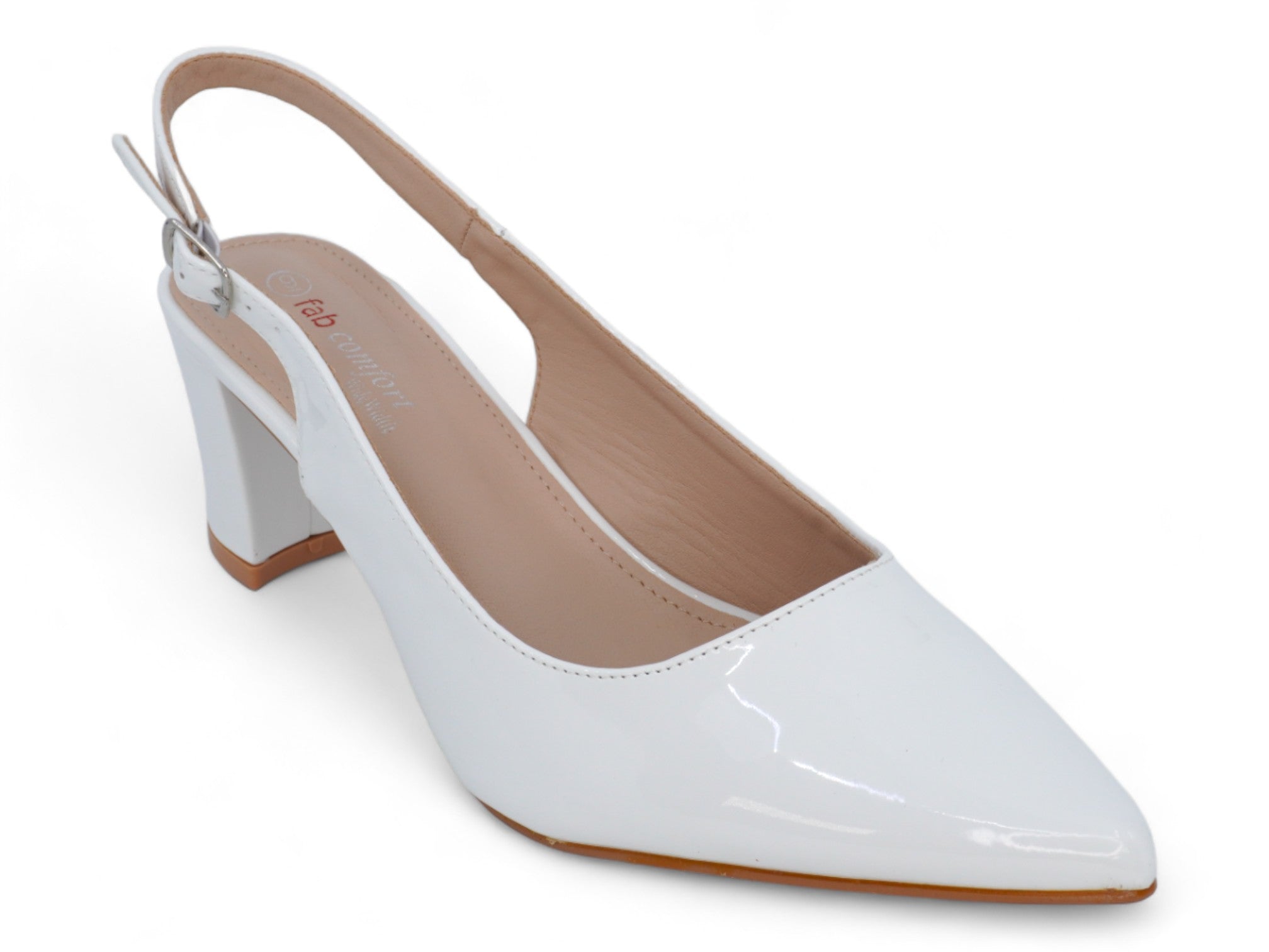 Women's White Patent Wide Width Heel