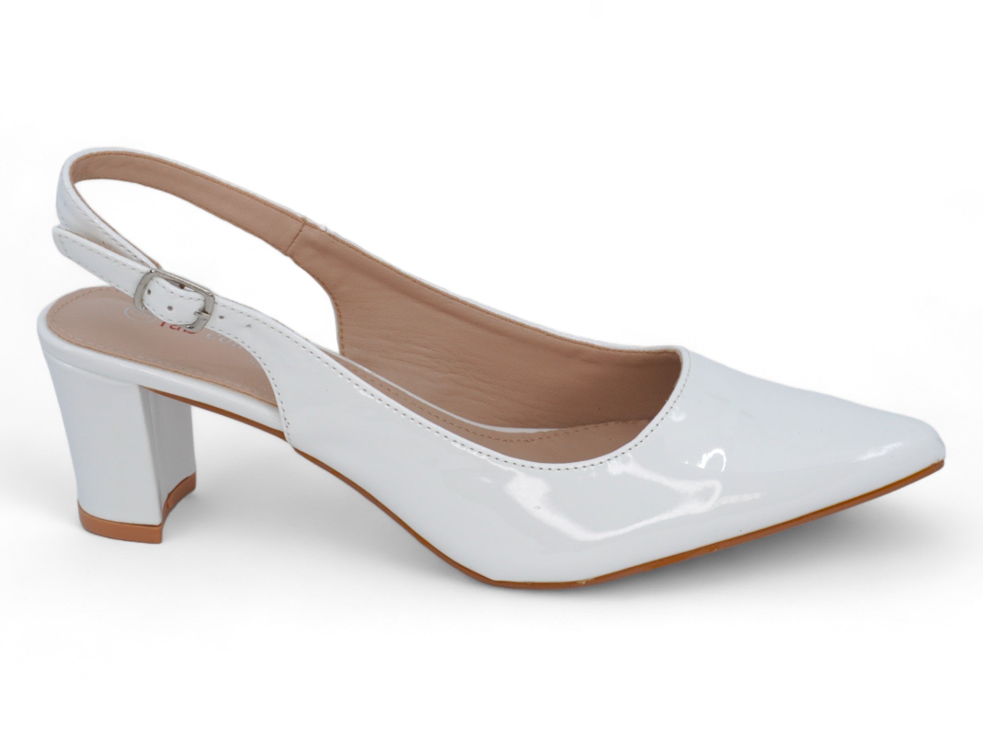 Women's White Patent Wide Width Heel